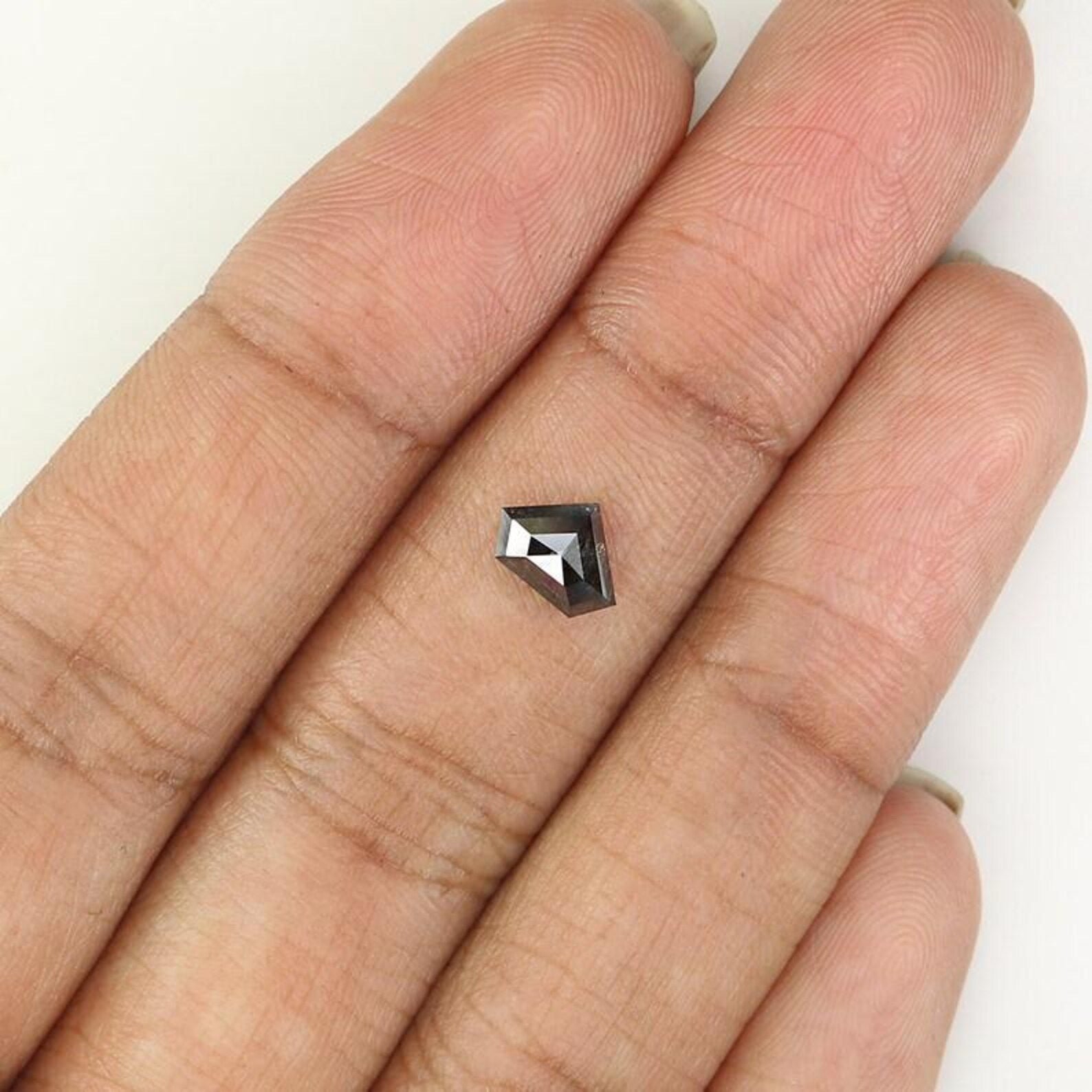 0.66 Ct Natural Loose Shield Shape Diamond Salt And Pepper Shield Diamond 5.10 MM Natural Black Grey Color Shield Rose Cut Diamond NQ1532
