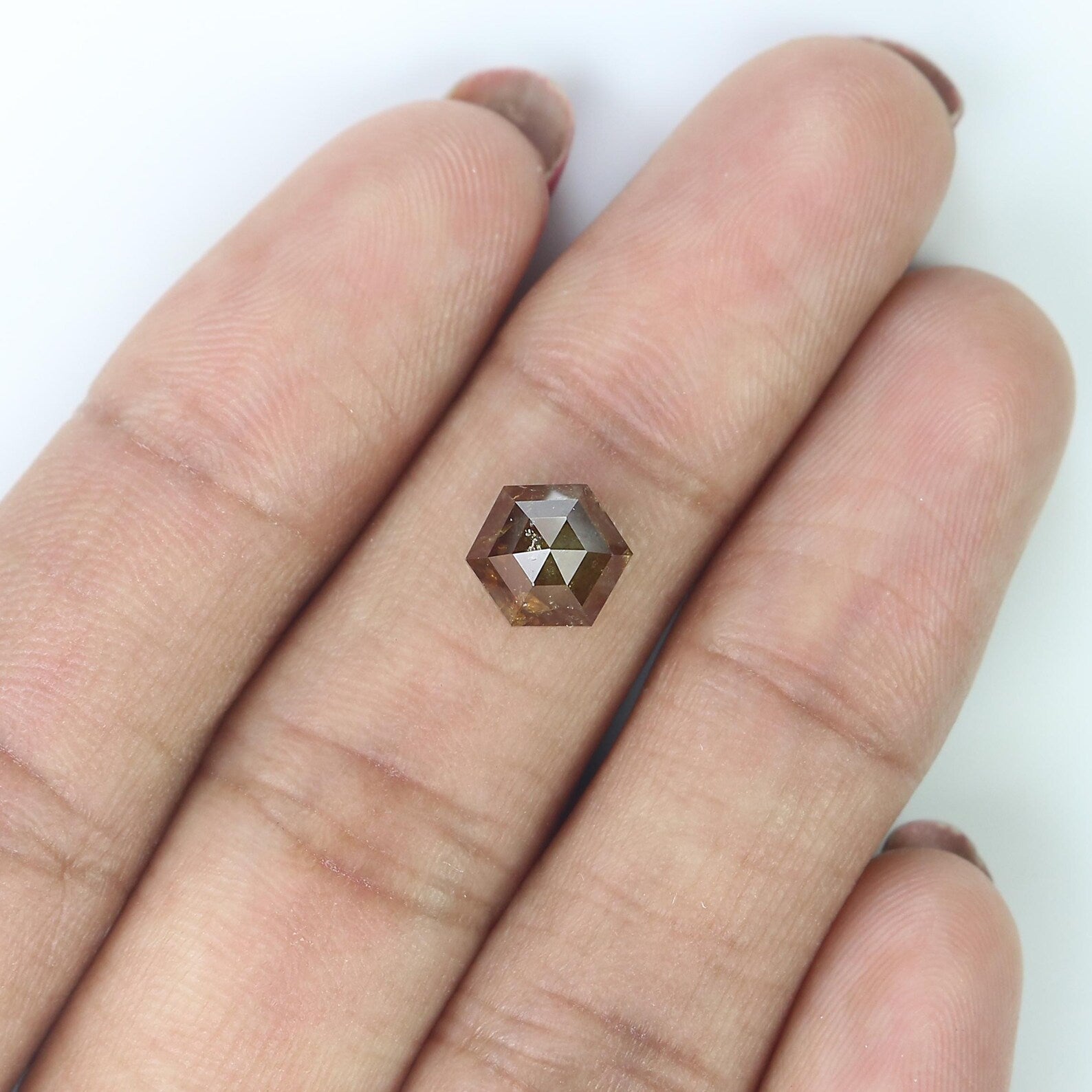 2.26 CT Natural Loose Hexagon Shape Diamond Dark Brown Color Hexagon Cut Diamond 6.90 MM Natural Loose Hexagon Shape Rose Cut Diamond QN9237
