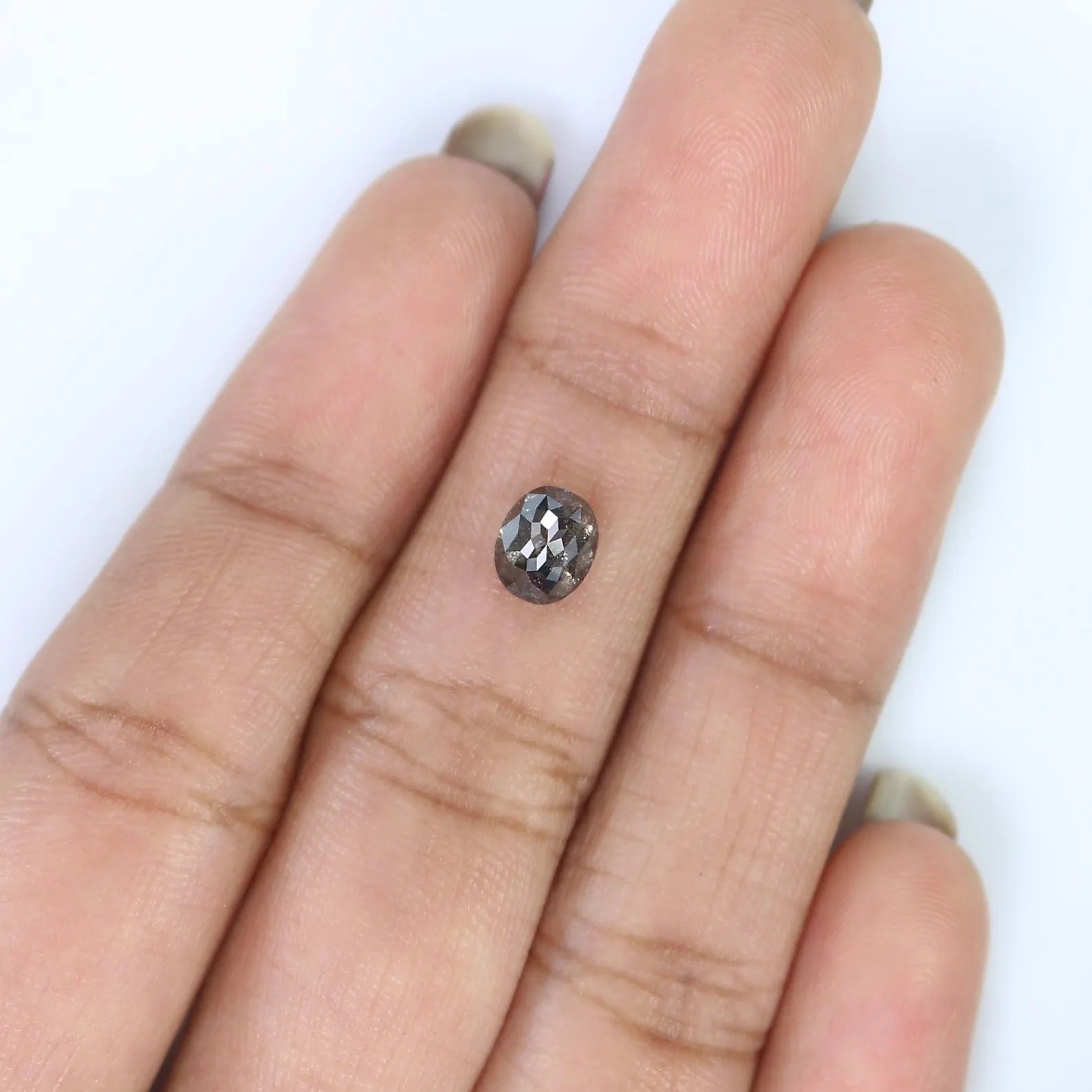 0.93 Ct Natural Loose Oval Shape Diamond Salt and Pepper Oval Diamond 6.05 MM Natural Diamond Black Grey Color Oval Rose Cut Diamond QN2522