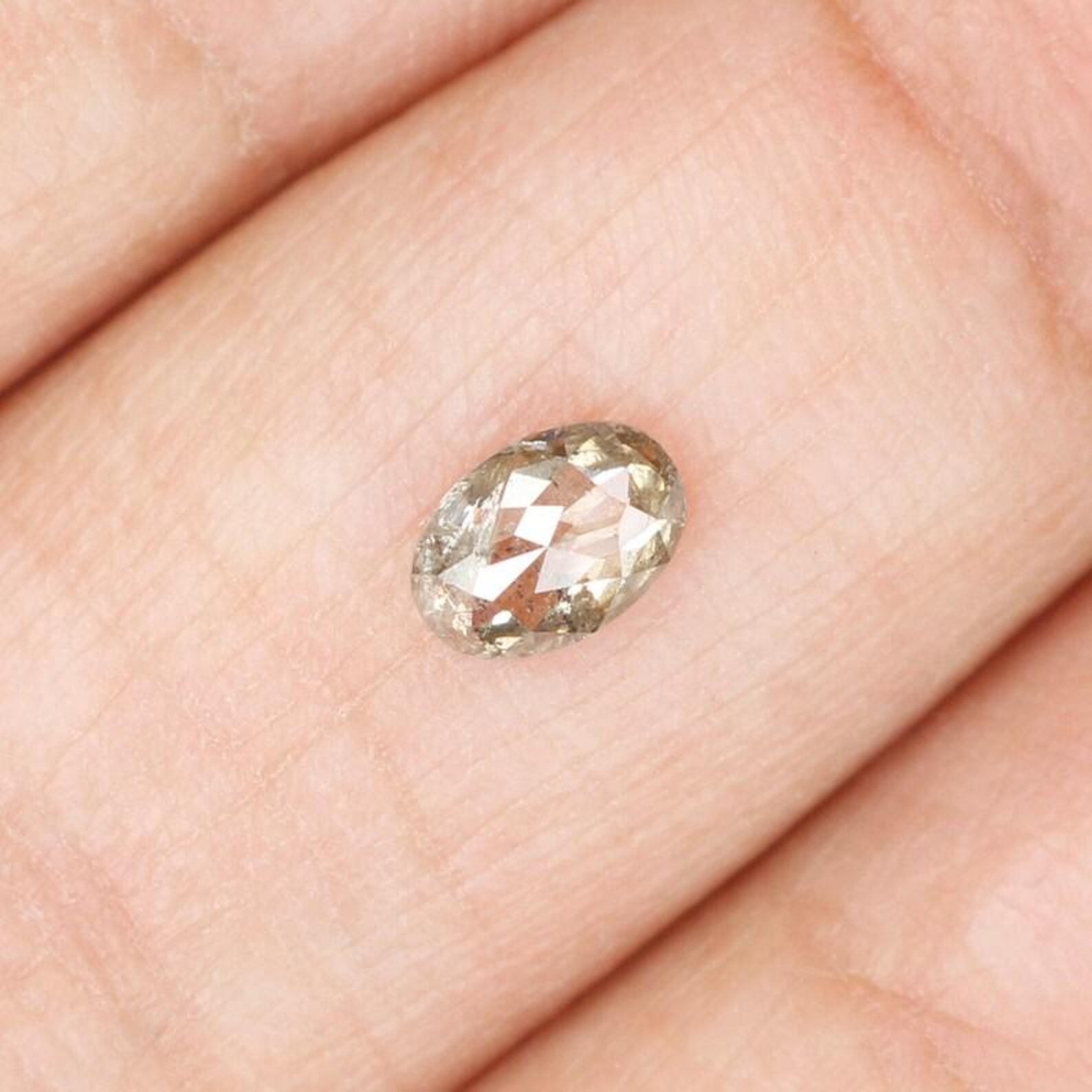 0.34 Ct Natural Loose Oval Shape Diamond Salt And Pepper Oval Cut Diamond 5.35 MM Natural Black Grey Color Oval Rose Cut Diamond NQ1043