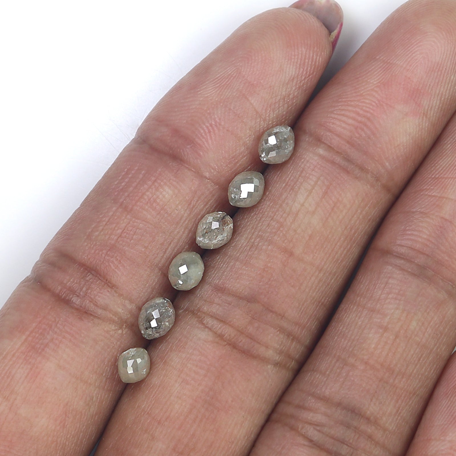Natural Loose Egg Shape Bead Gray Color Diamond 3.51 CT 4.40 MM Bead Shape Rose Cut Diamond N1786