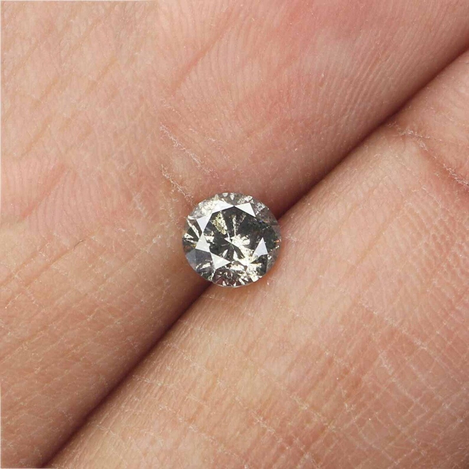 0.45 CT Natural Loose Round Shape Diamond Salt And Pepper Round Diamond 4.80 MM Natural Black Gray Color Round Brilliant Cut Diamond NQ810