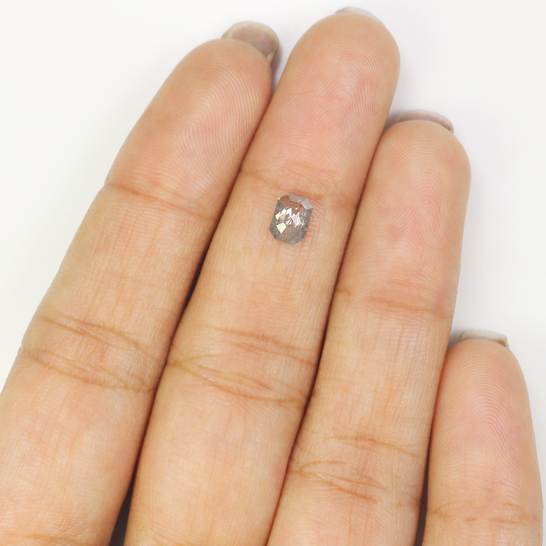 0.53 CT Natural Loose Emerald Cut Diamond Salt And Pepper Emerald Diamond 5.50 MM Natural Black Grey Color Emerald Rose Cut Diamond LQ2018