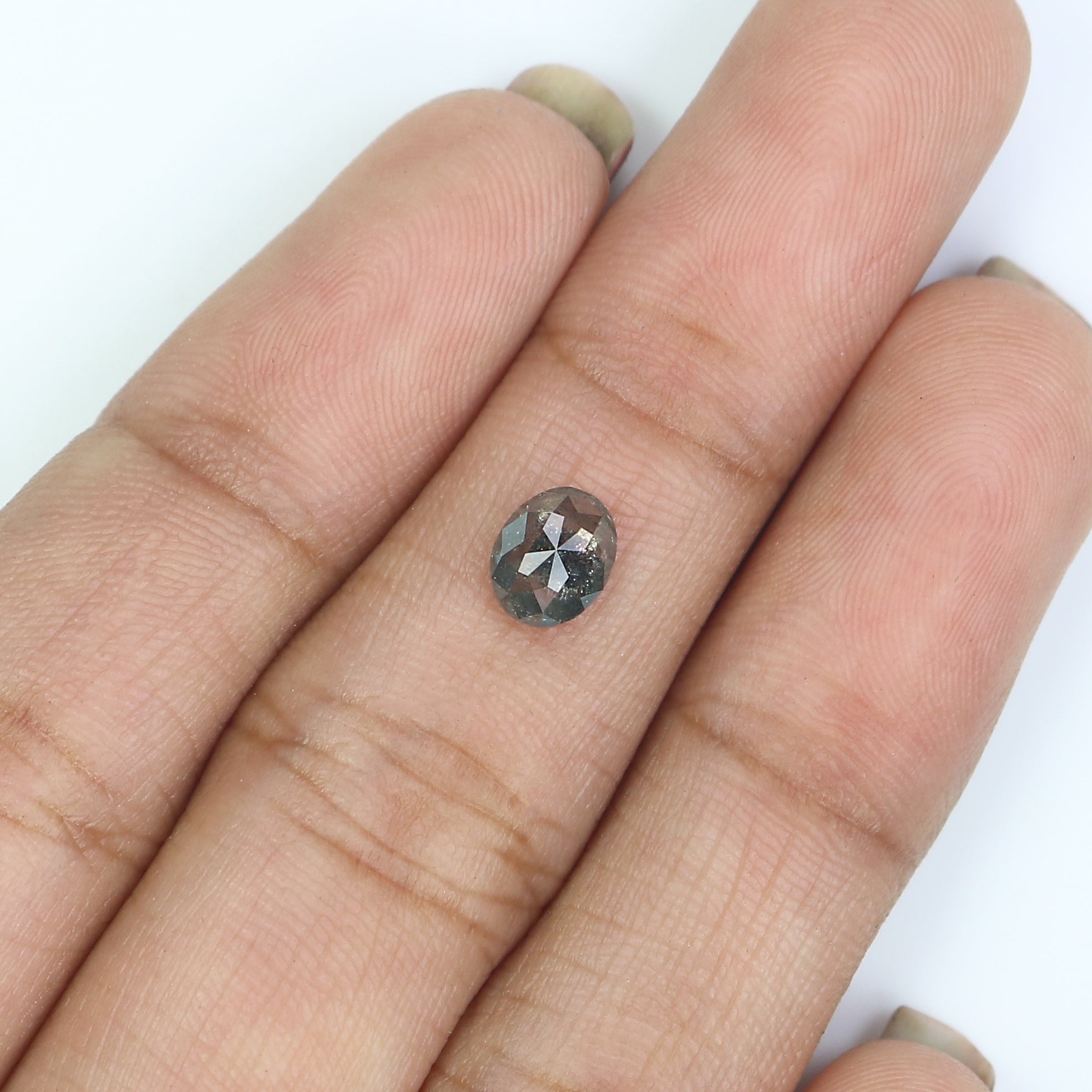 0.72 CT Natural Loose Oval Shape Diamond Salt And Pepper Oval Cut Diamond 6.15 MM Natural Black Grey Diamond Oval Rose Cut Diamond LQ2951