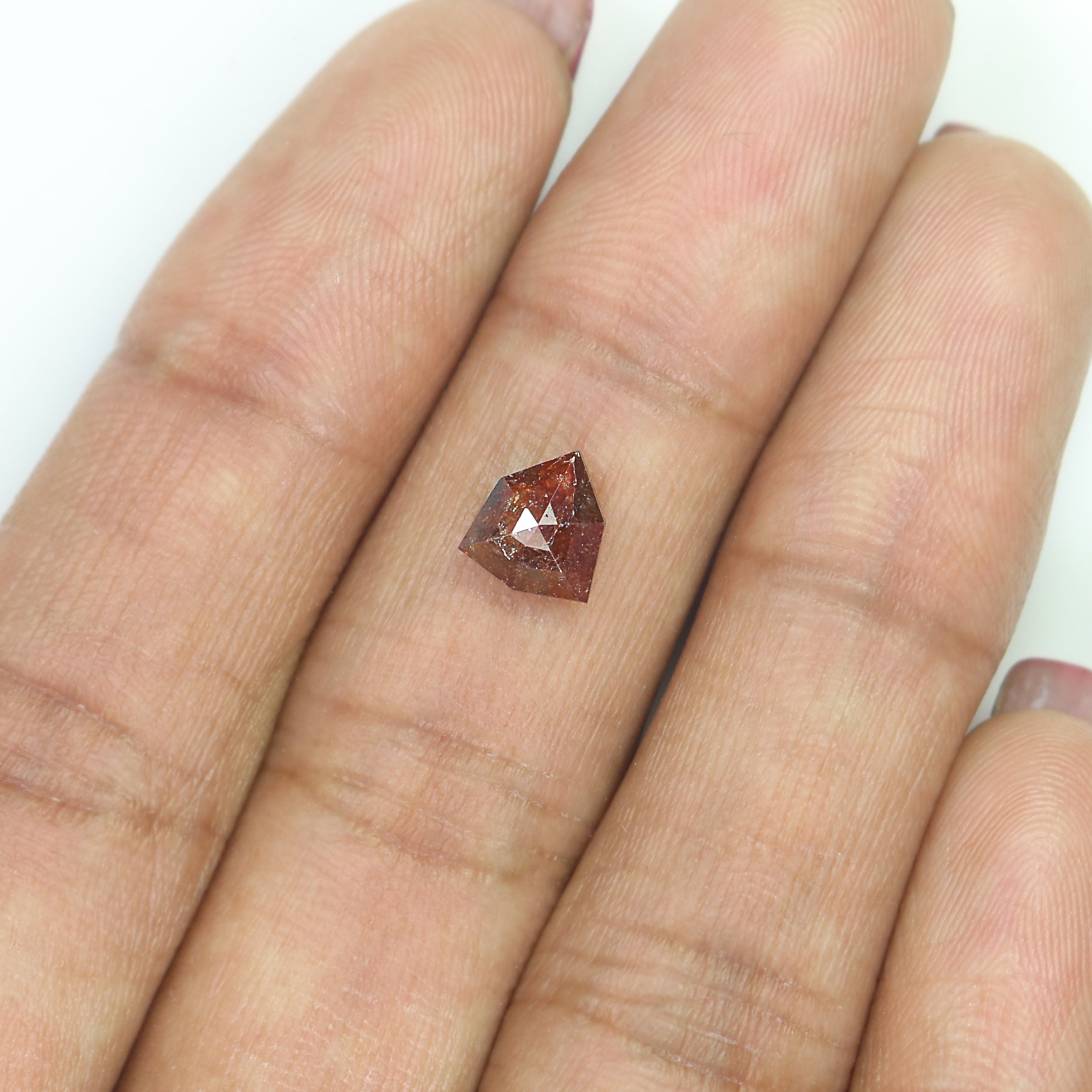 Natural Pentagon Brown Diamond 1.09 CT Loose Rose Cut Brown Stone 7.00 MM Rustic Diamond Pentagon Diamond For Custom Engagement Ring L3632
