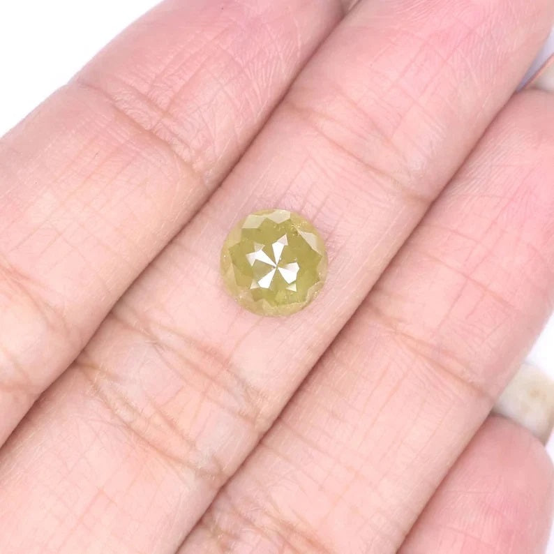2.57 CT Natural Loose Round Shape Diamond Yellow Color Round Cut Diamond 8.00 MM Natural Diamond Yellow Color Round Rose Cut Diamond QN588