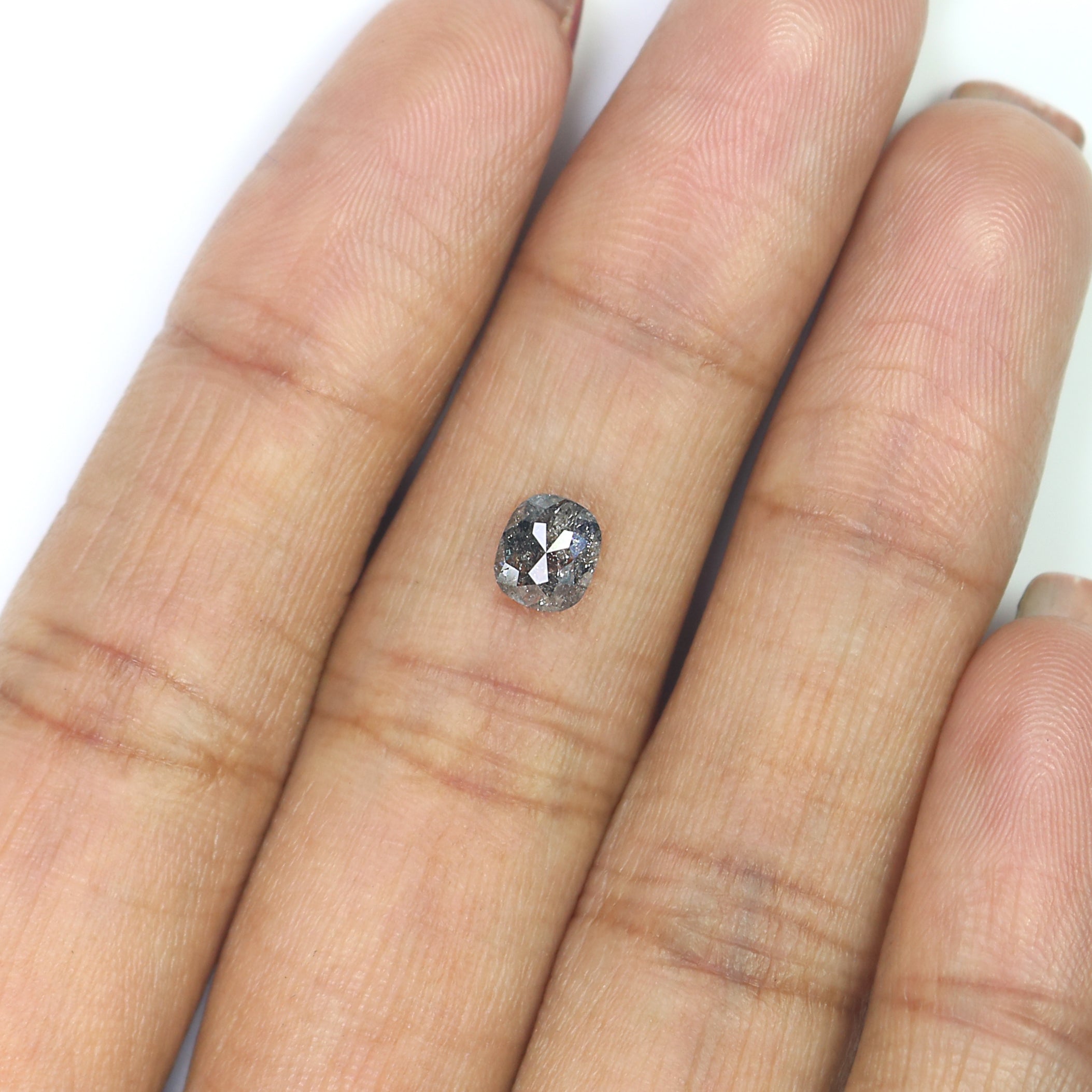 0.78 CT Natural Loose Cushion Shape Diamond Salt And Pepper Cushion Cut Diamond 5.70 MM Natural Black Grey Cushion Rose Cut Diamond L3601