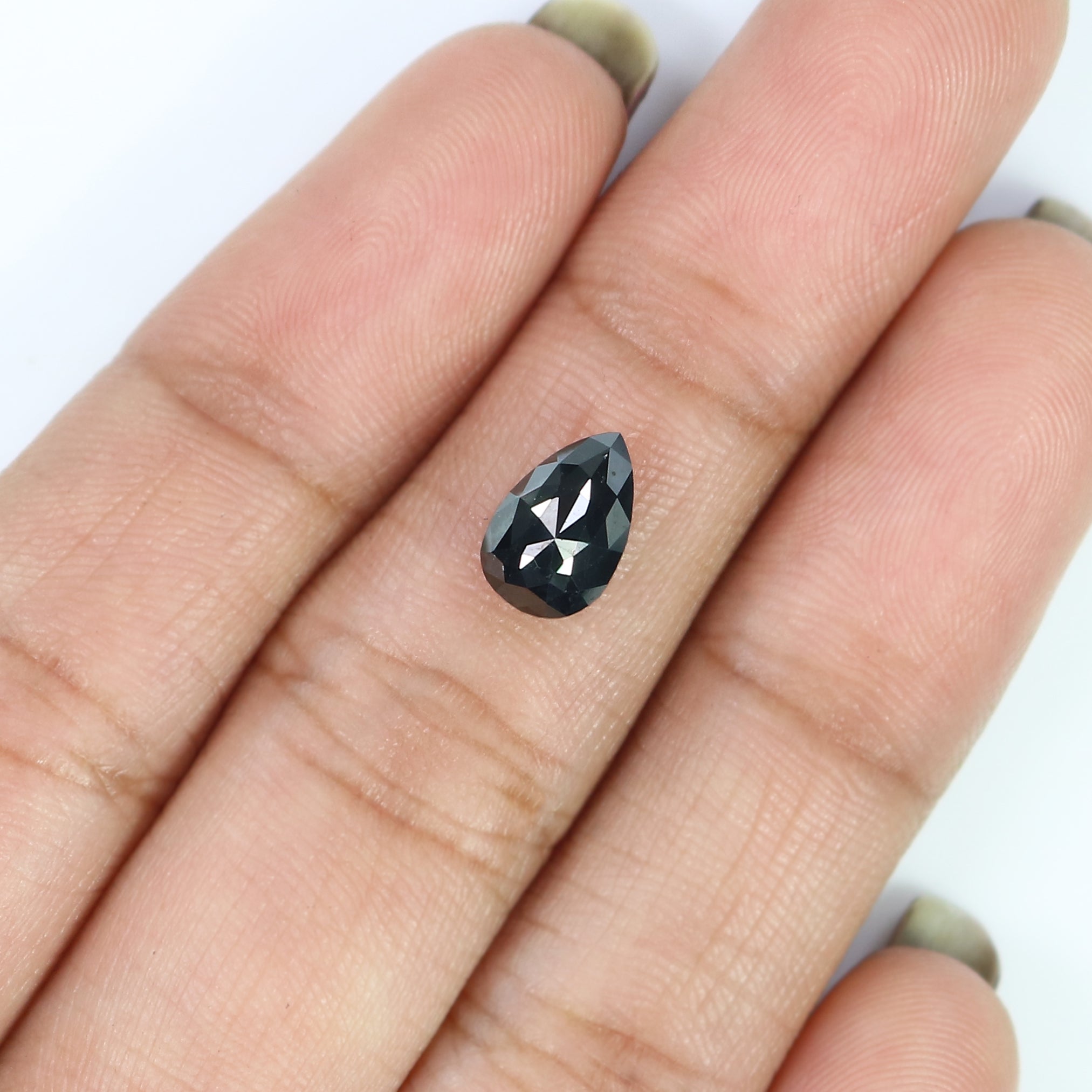 1.56 CT Natural Loose Pear Shape Diamond Black Color Pear Cut Diamond 8.60 MM Natural Loose Diamond Black Color Pear Rose Cut Diamond LC13