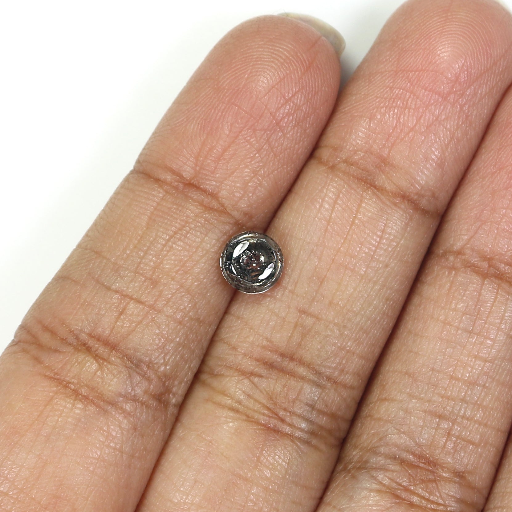 1.12 CT Unique Round Shape Salt And Pepper Sand Stone Cabochon Diamond 6.00 MM Natural Loose Black Grey Color Round Uncut Diamond L3492