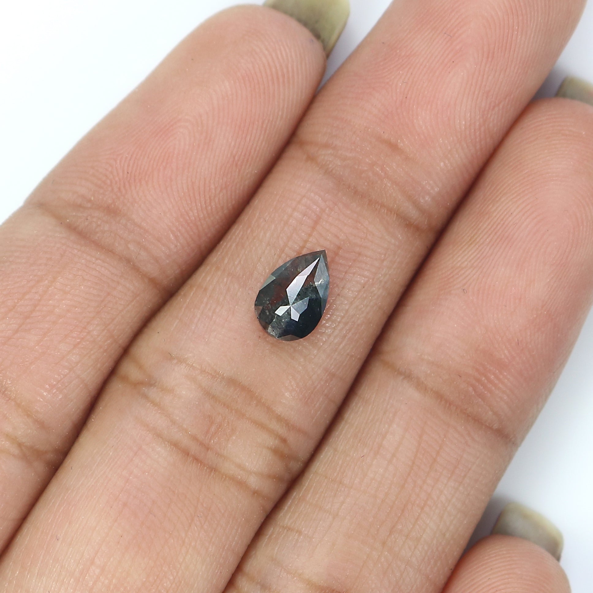 0.65 CT Natural Loose Pear Shape Diamond Salt And Pepper Pear Rose Cut Diamond 7.15 MM Black Grey Color Pear Shape Rose Cut Diamond LQ2922