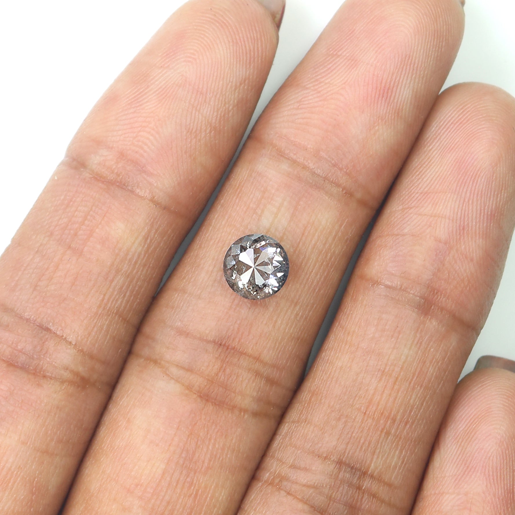 1.20 Ct Natural Loose Round Rose Cut Diamond Salt And Pepper Round Shape Diamond 6.50 MM Natural Black Grey Color Rose Cut Diamond L3613
