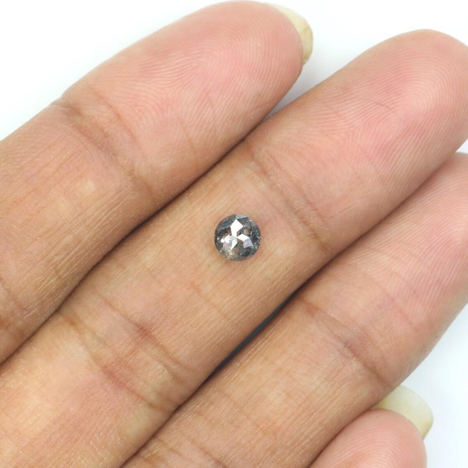 0.44 CT Natural Loose Round Shape Diamond Salt And Pepper Round Cut Diamond 4.60 MM Natural Black Grey Color Round Rose Cut Diamond NQ2310