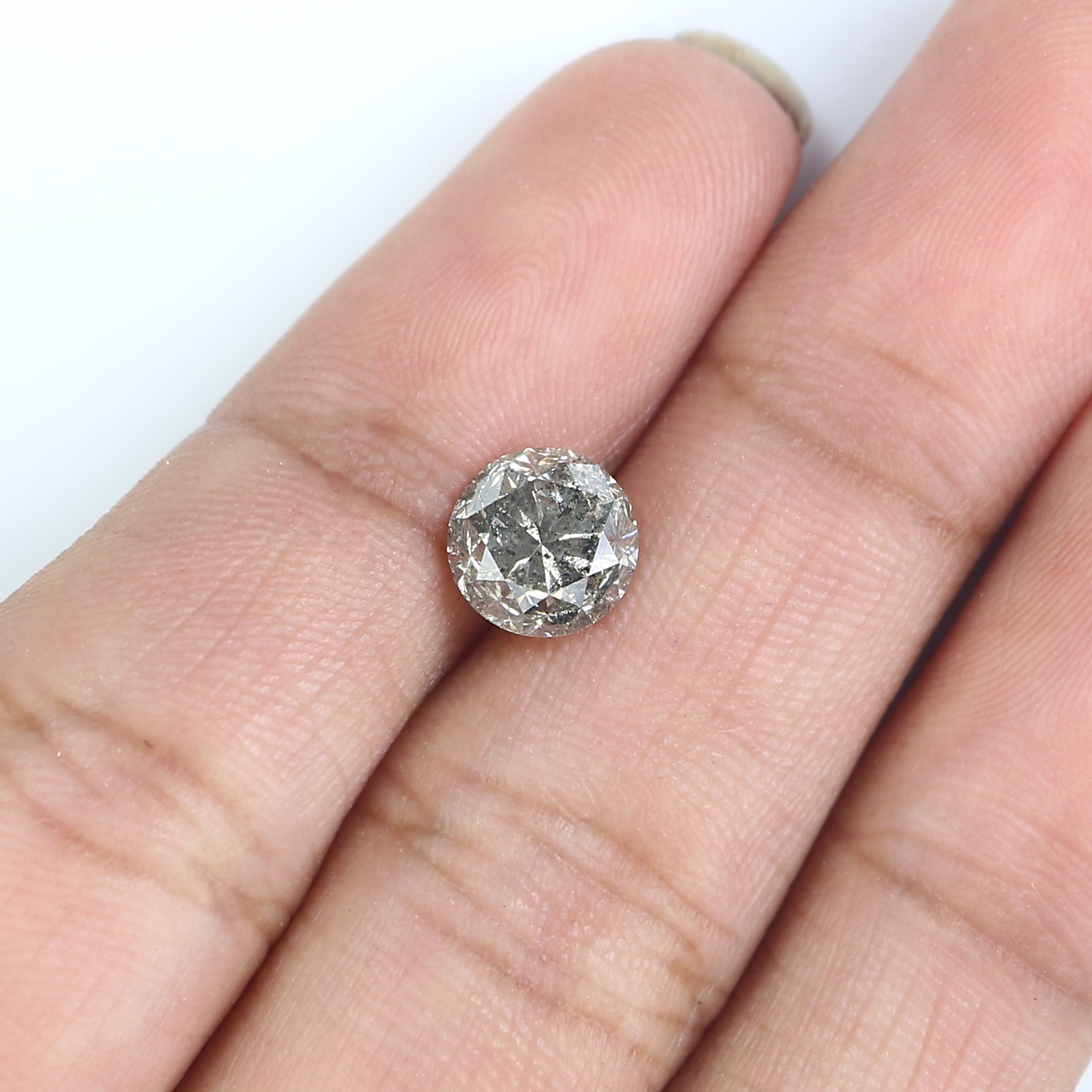 1.57 CT Natural Loose Round Shape Diamond Black Grey Color Round Cut Diamond 6.90 MM Salt And Pepper Round Brilliant Cut Diamond QL8546