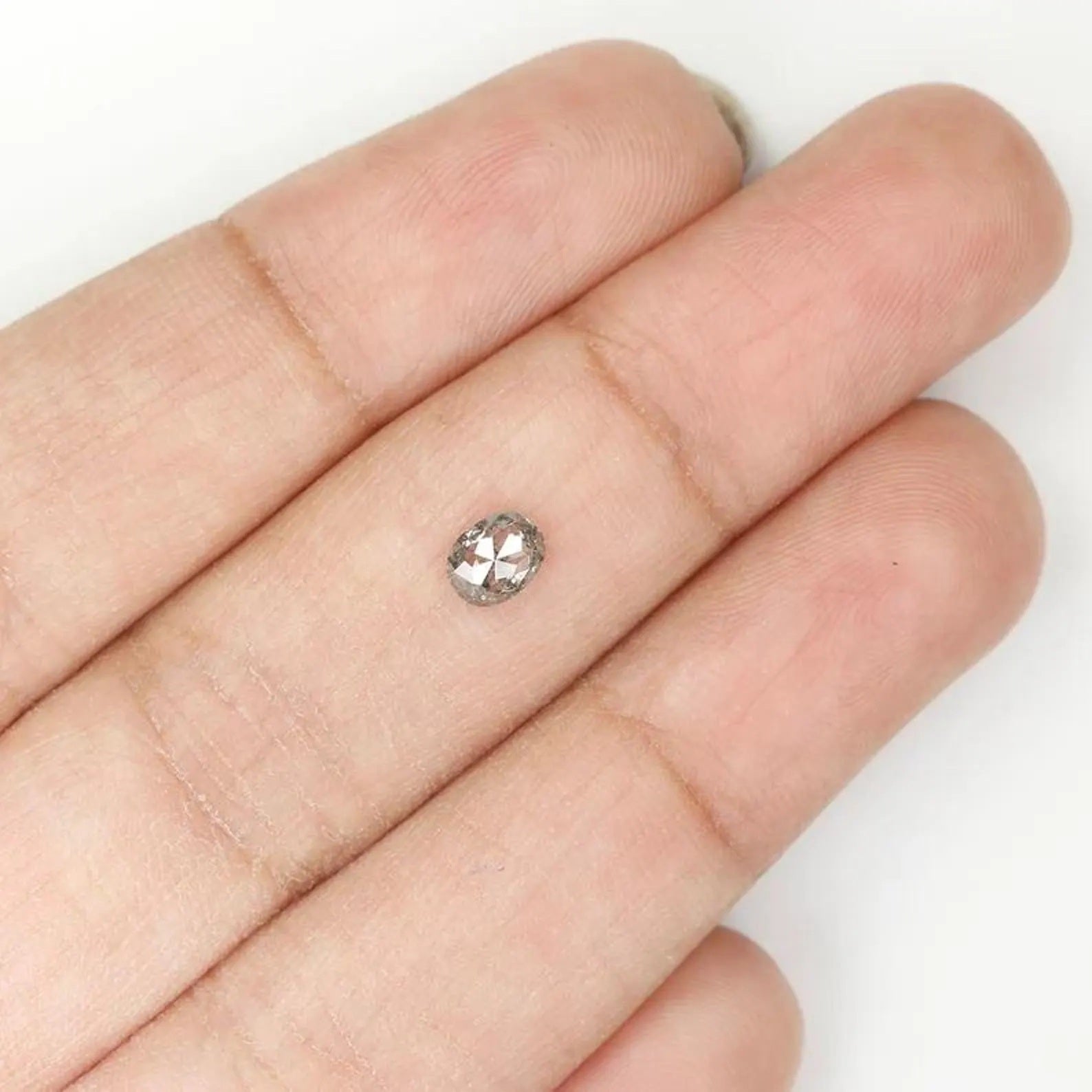 0.34 CT Natural Loose Oval Shape Diamond Salt And Pepper Oval Diamond 4.80 MM Natural Loose Black Grey Color Oval Rose Cut Diamond NQ1057