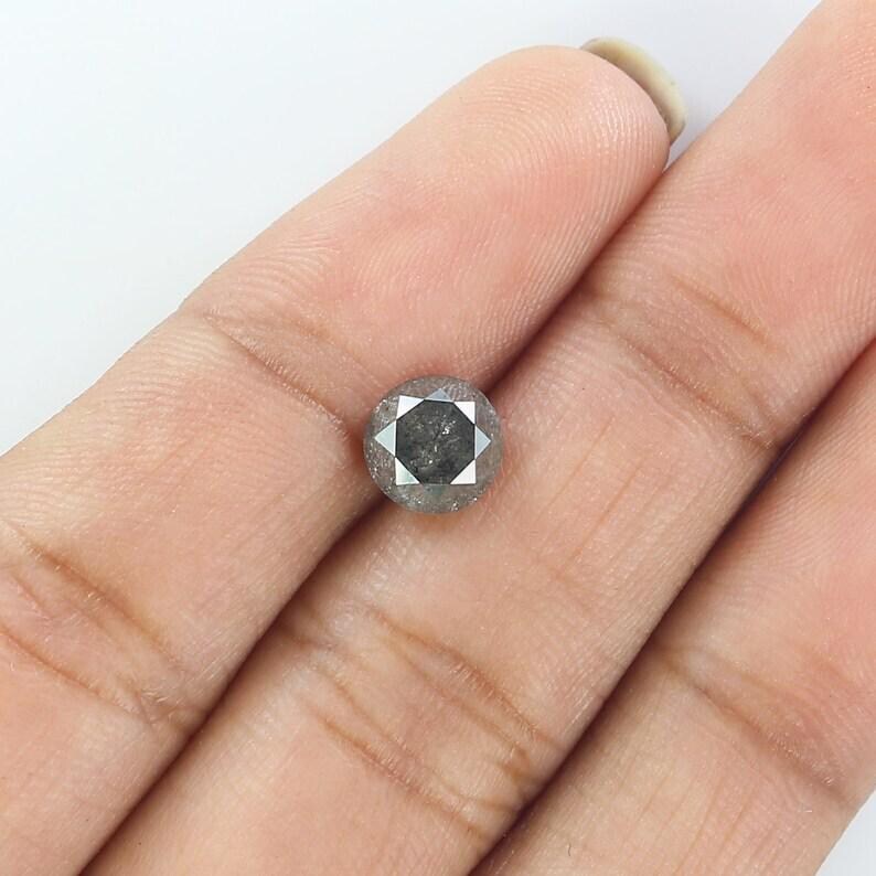 1.47 CT Natural Loose Round Shape Diamond Salt And Pepper Round Diamond 6.40 MM Natural Black Gray Color Round Brilliant Cut Diamond QN9377