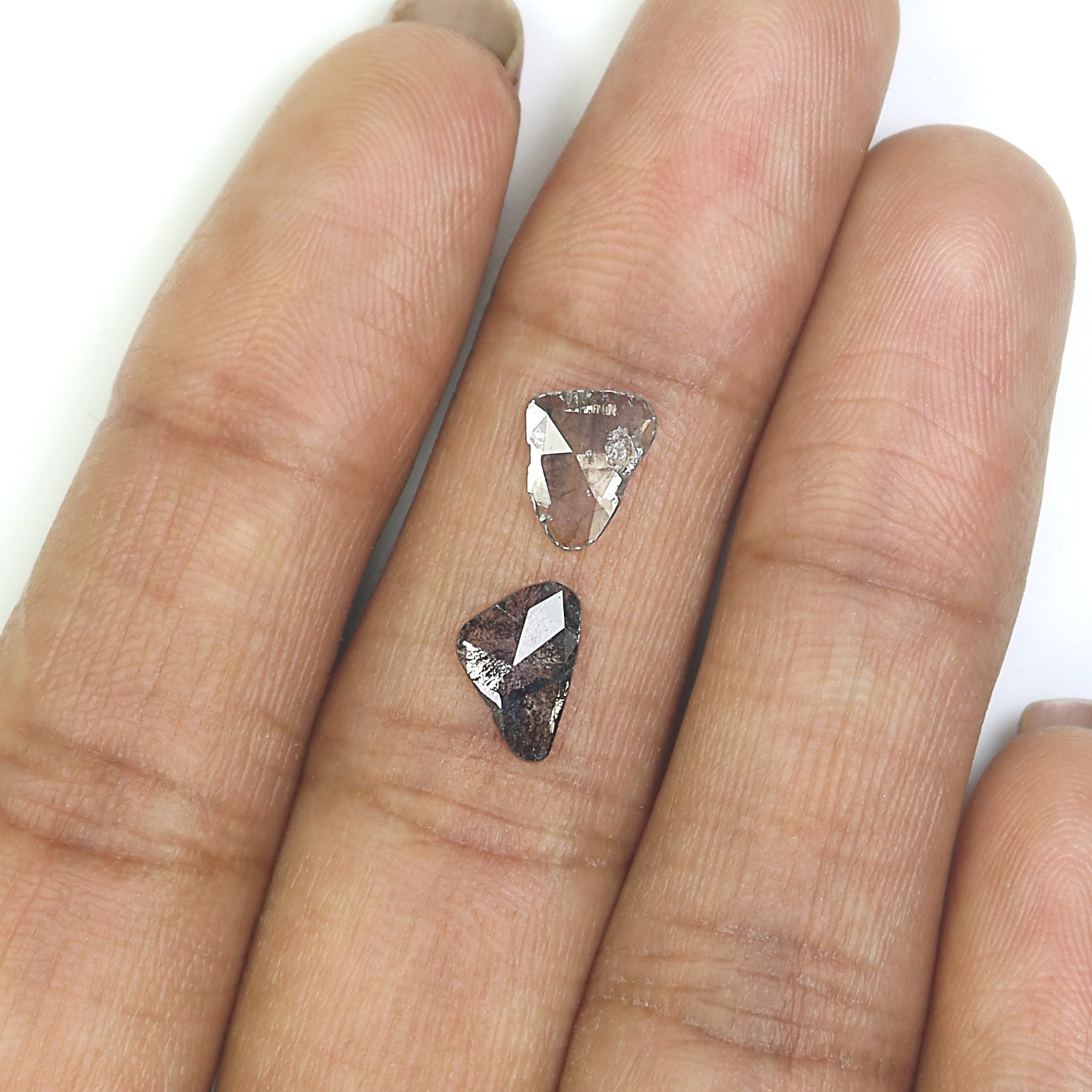 0.85 CT Natural Loose Slice Shape Diamond Salt And Pepper Slice Uncut Diamond 8.65 MM Natural Black Grey Diamond Irregular Cut Diamond L3546