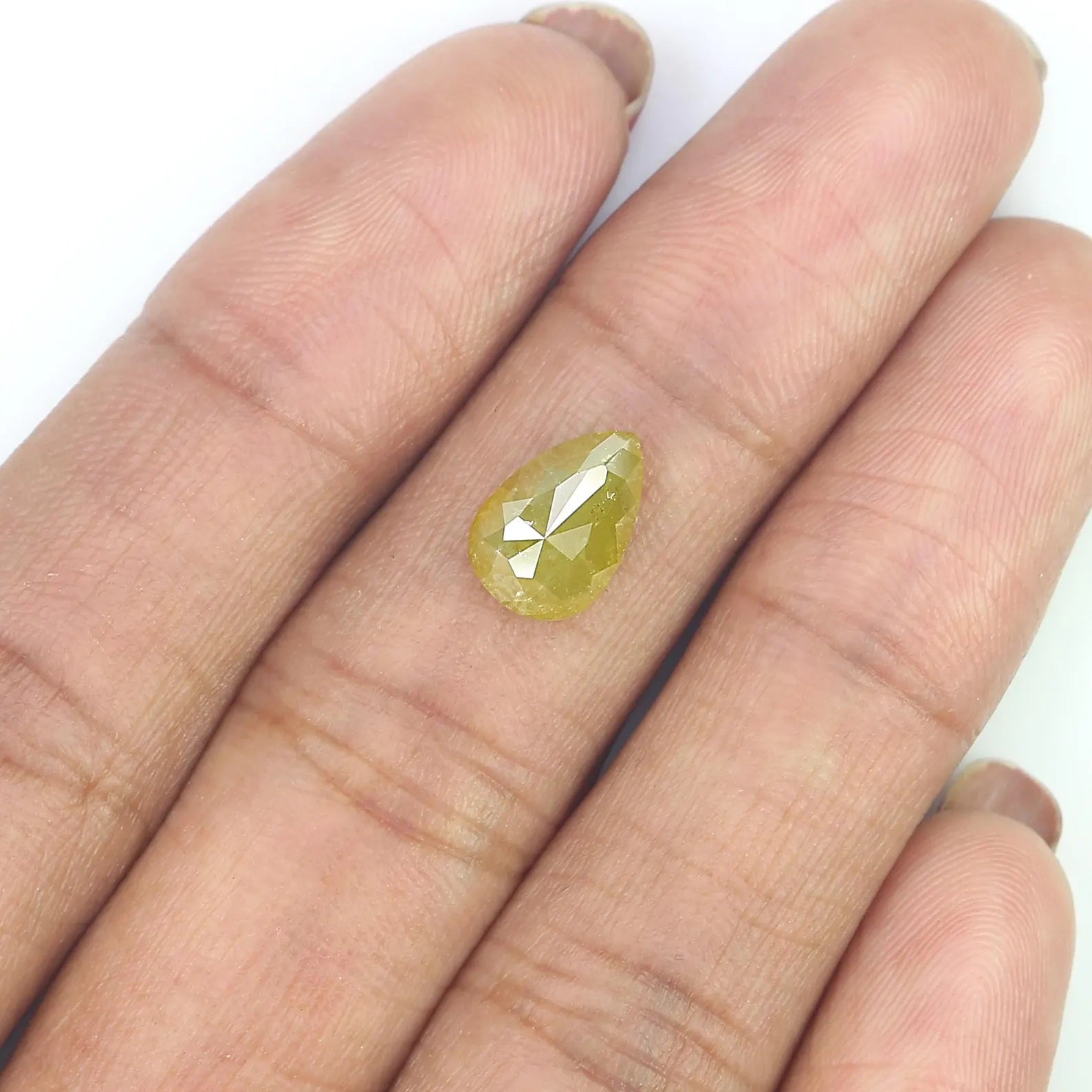 2.32 CT Natural Loose Pear Shape Diamond Yellow Color Pear Cut Diamond 10.00 MM Natural Loose Diamond Yellow Pear Rose Cut Diamond QN735