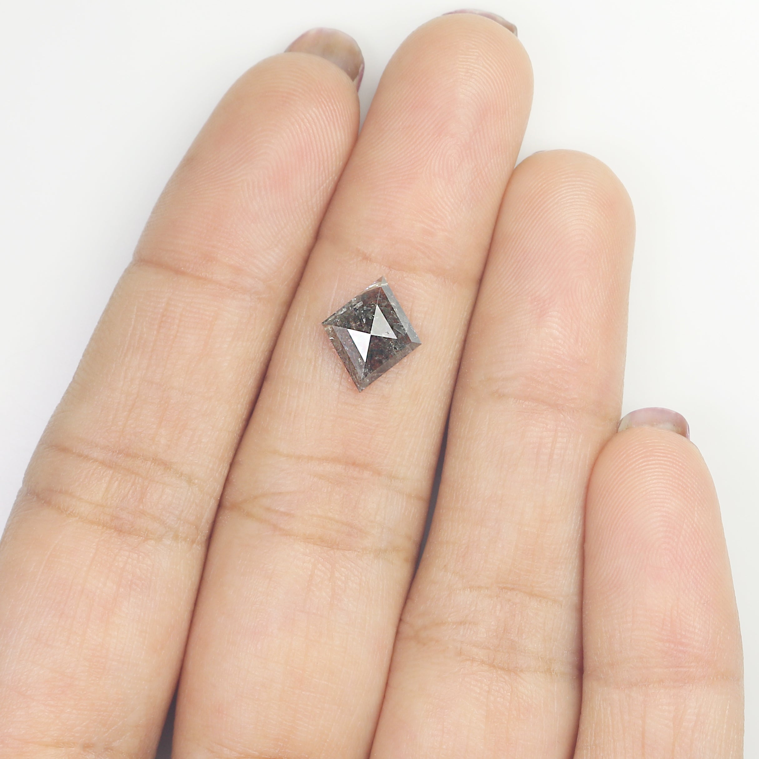 0.95 CT Natural Loose Kite Shape Diamond Salt And Pepper Kite Cut Diamond 9.80 MM Natural Loose Black Grey Color Kite Rose Cut Diamond L3437