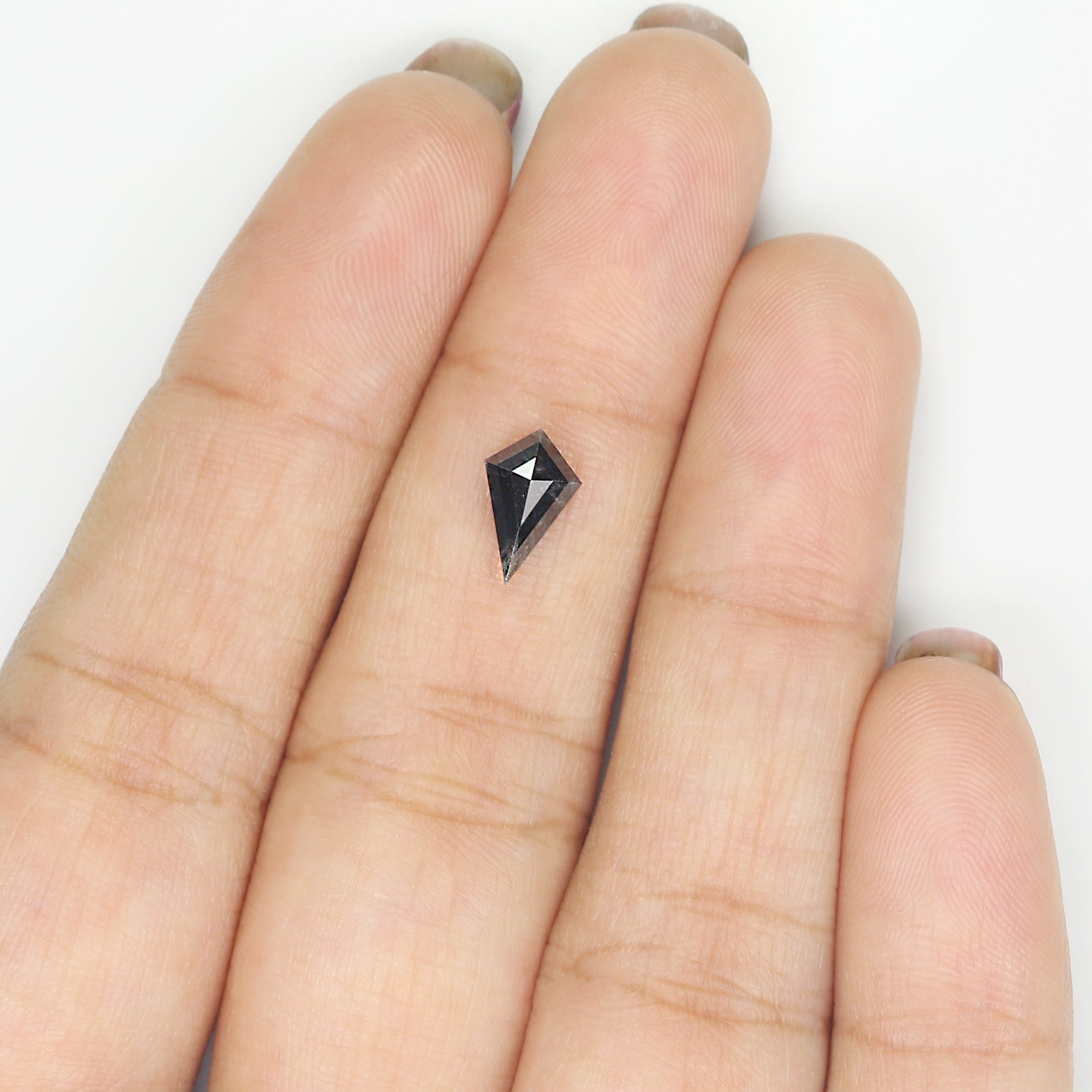 0.86 CT Natural Loose Kite Shape Diamond Salt And Pepper Kite Diamond 8.65 MM Natural Loose Black Grey Color Kite Rose Cut Diamond L3433