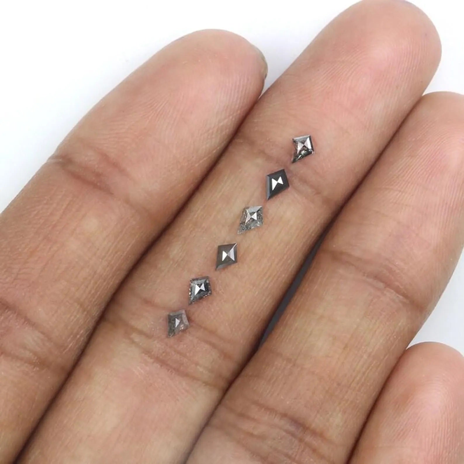 0.44 Ct Natural Loose Kite Shape Diamond Salt And Pepper Kite Diamond 3.95 MM Natural Diamond Black Gray Color Kite Rose Cut Diamond NQ2352