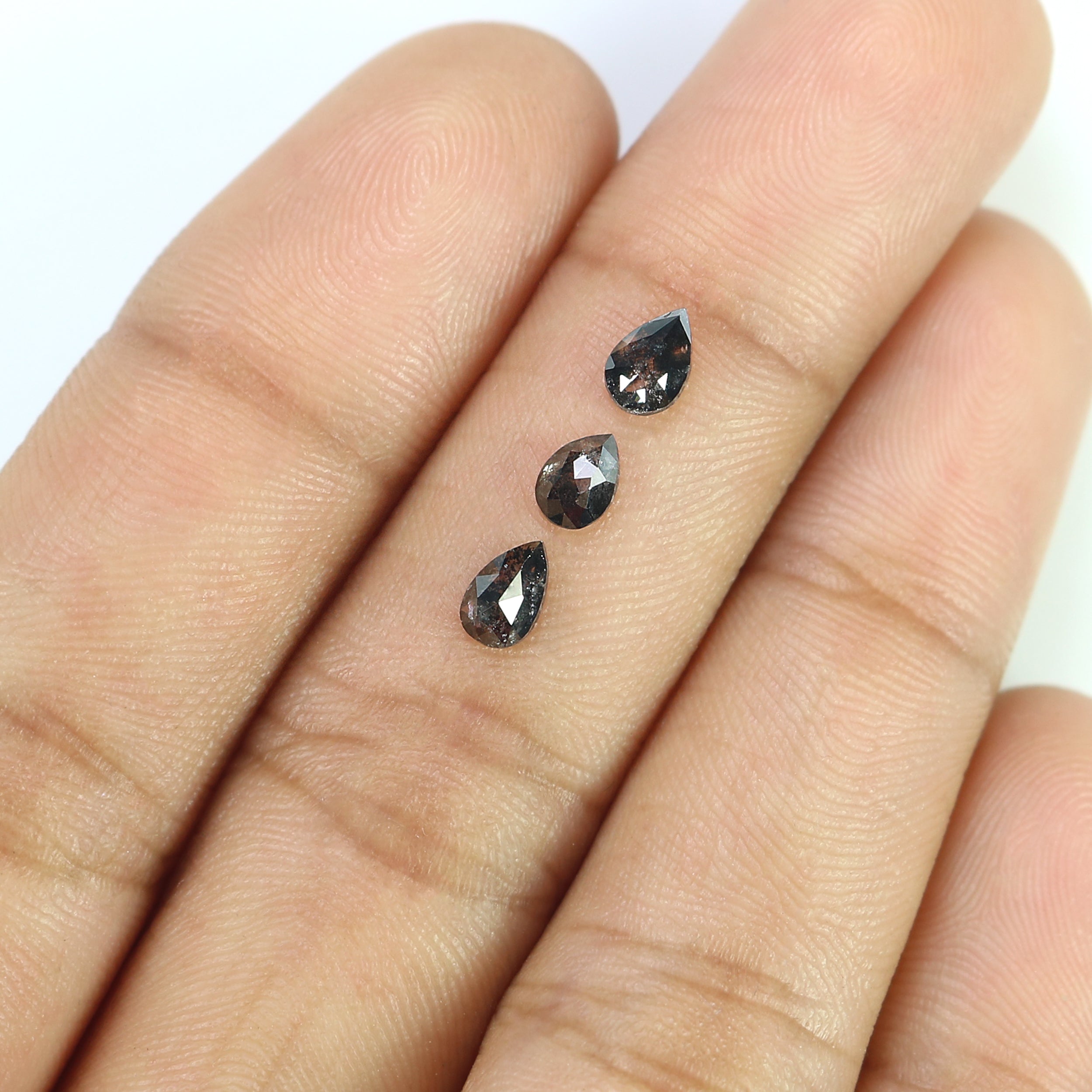 0.76 CT Natural Loose Pear Shape Diamond Salt And Pepper Pear Cut Diamond 4.65 MM Natural Black Grey Color Pear Shape Rose Cut Diamond L1980