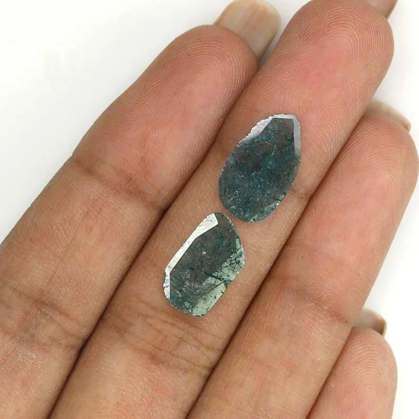 1.45 Ct Natural Loose Slice Shape Diamond Blue Color Slice Diamond 12.70 MM Natural Loose Diamond Blue Color Irregular Cut Diamond NQ1279