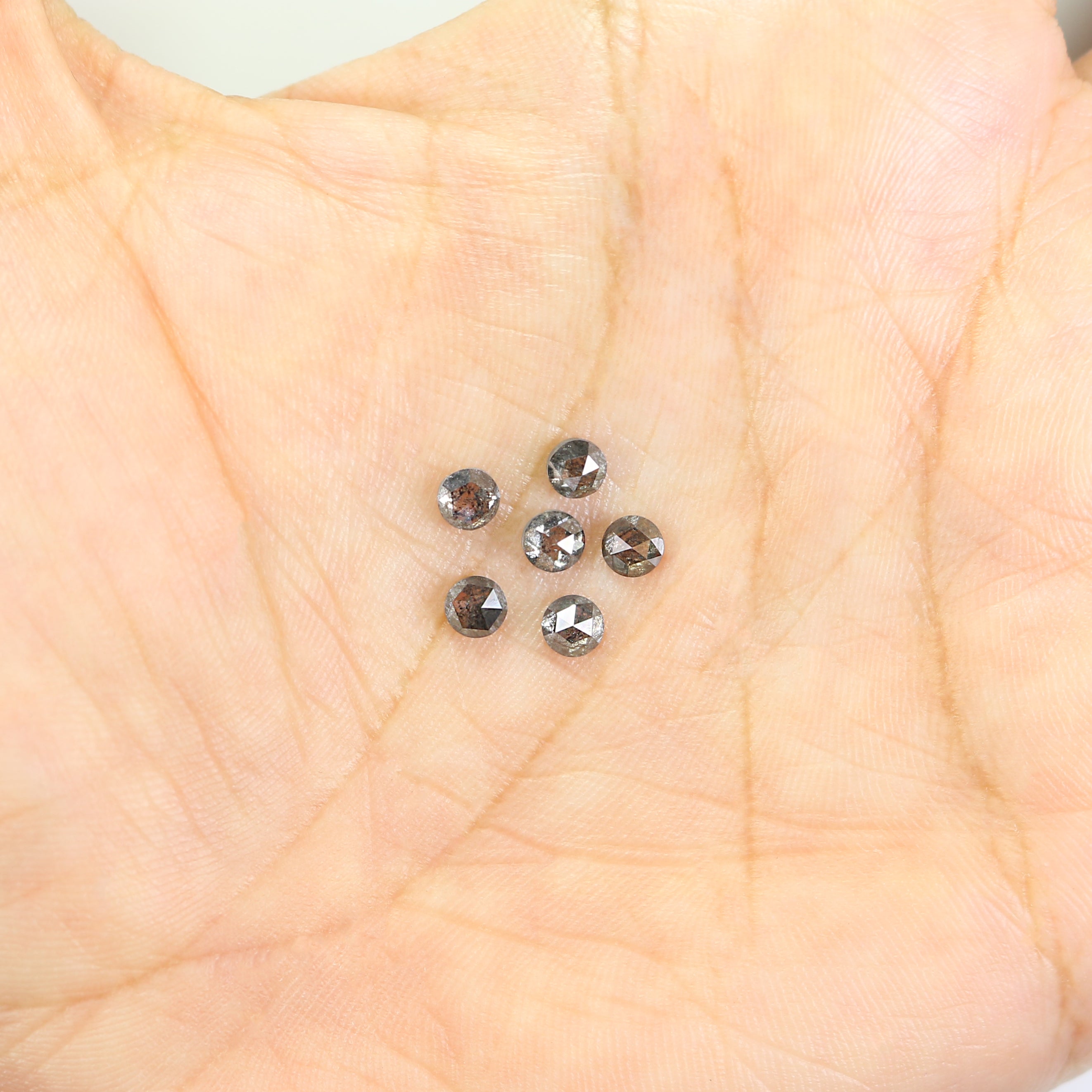 Natural Loose Rose Cut Salt And Pepper Diamond Black Grey Color 1.41 CT 3.45 MM Rose Cut Shape Diamond KR2547