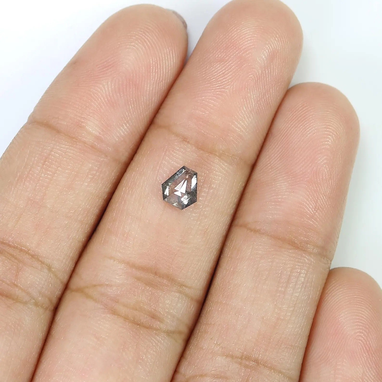 0.46 Ct Natural Loose Coffin Shape Diamond Salt And Pepper Coffin Diamond 5.30 MM Natural Black Grey Color Coffin Rose Cut Diamond QN8892
