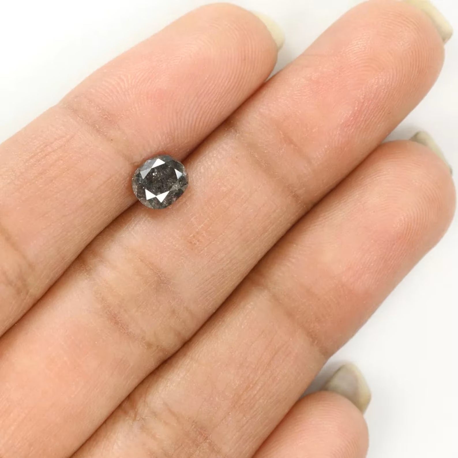 0.98 CT Natural Loose Cushion Shape Diamond Salt And Pepper Diamond 6.05 MM Natural Loose Black Grey Color Cushion Rose Cut Diamond NQ1710