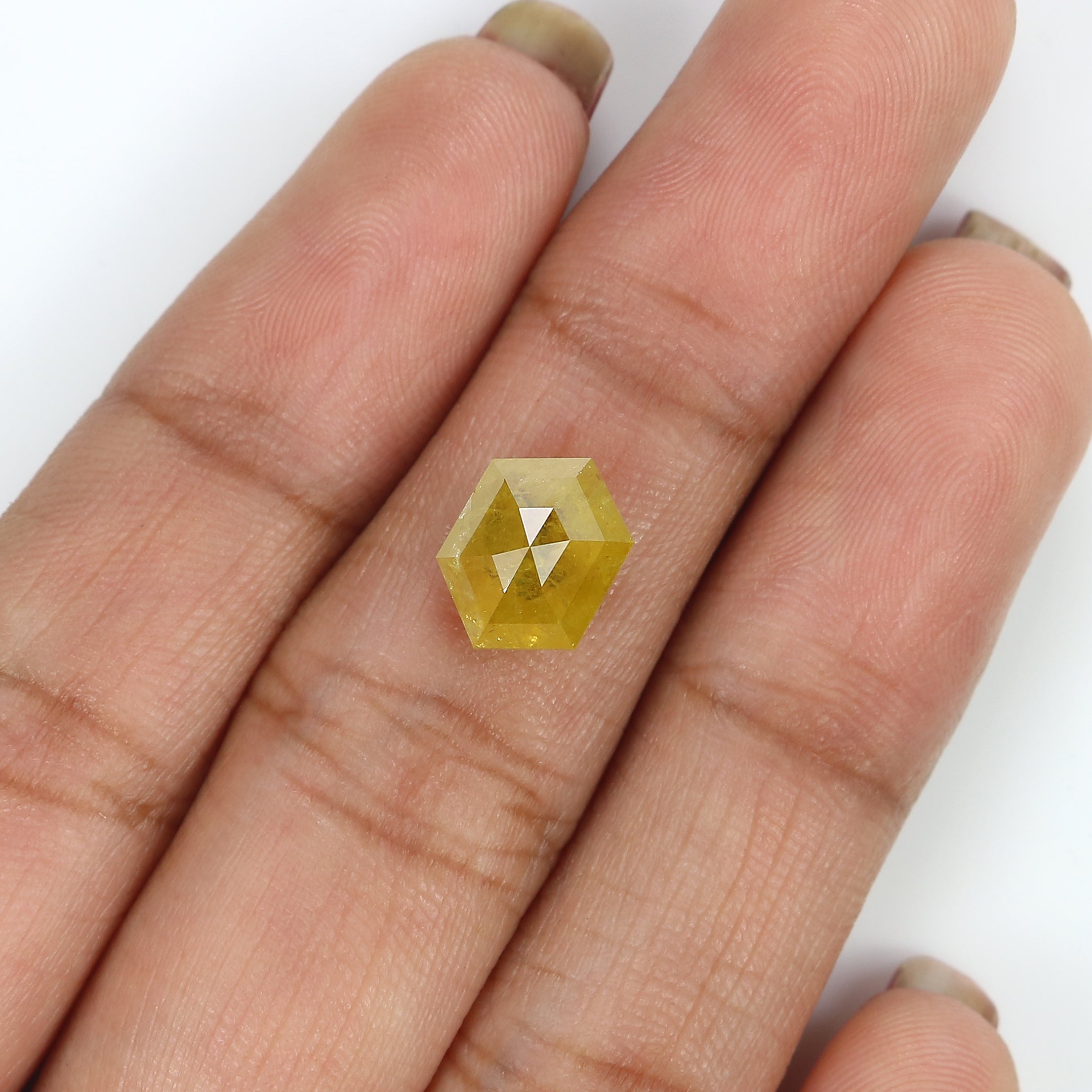 2.46 CT Natural Loose Hexagon Shape Diamond Yellow Color Hexagon Cut Diamond 9.50 MM Natural Loose Hexagon Shape Rose Cut Diamond LQ3022