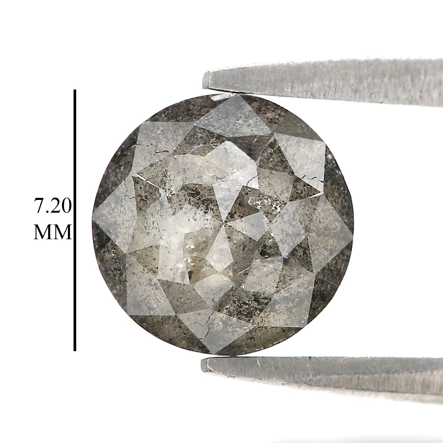 1.71 Ct Natural Loose Round Rose Cut Diamond Black Color Rose Cut Diamond 7.20 MM Natural Loose Salt And Pepper Rose Cut Diamond QL1198