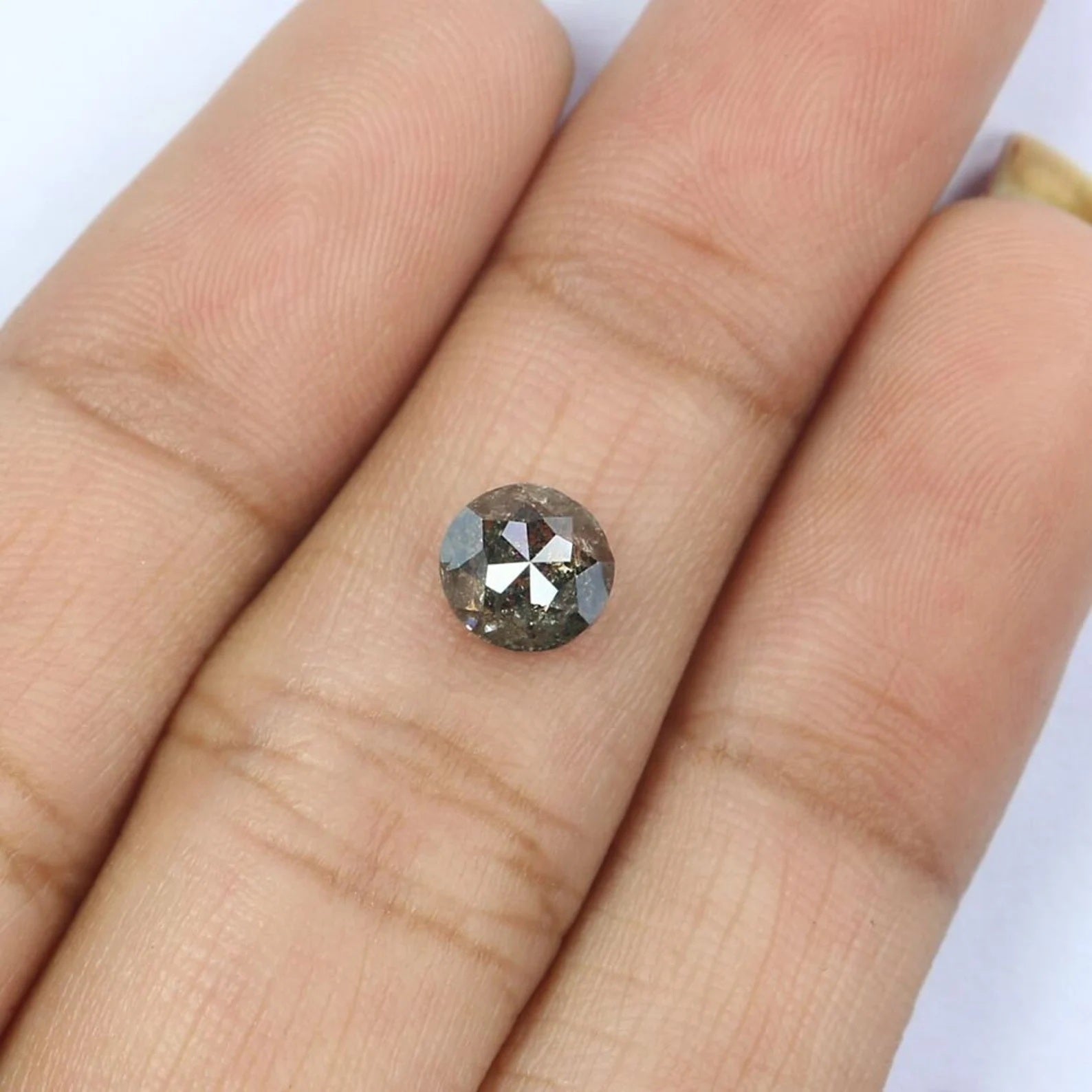 1.00 CT Natural Loose Round Rose Cut Salt And Pepper Diamond Natural Black Grey Color Diamond 6.10 MM Round Rose Cut Shape Diamond QN2188