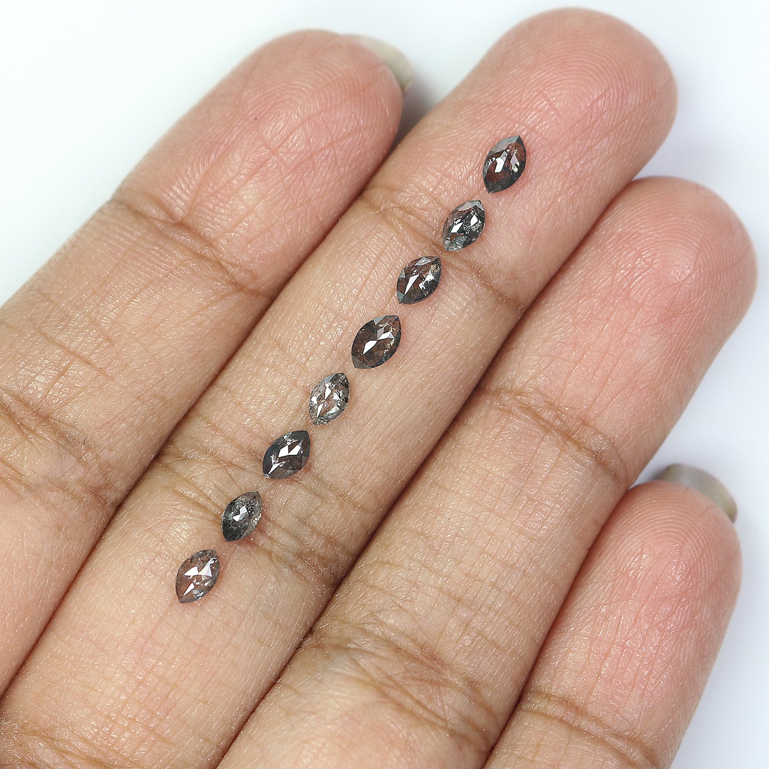 Natural Loose Marquise Salt And Pepper Diamond Black Grey Color 1.12 CT 4.26 MM Marquise Shape Rose Cut Diamond KDL2666