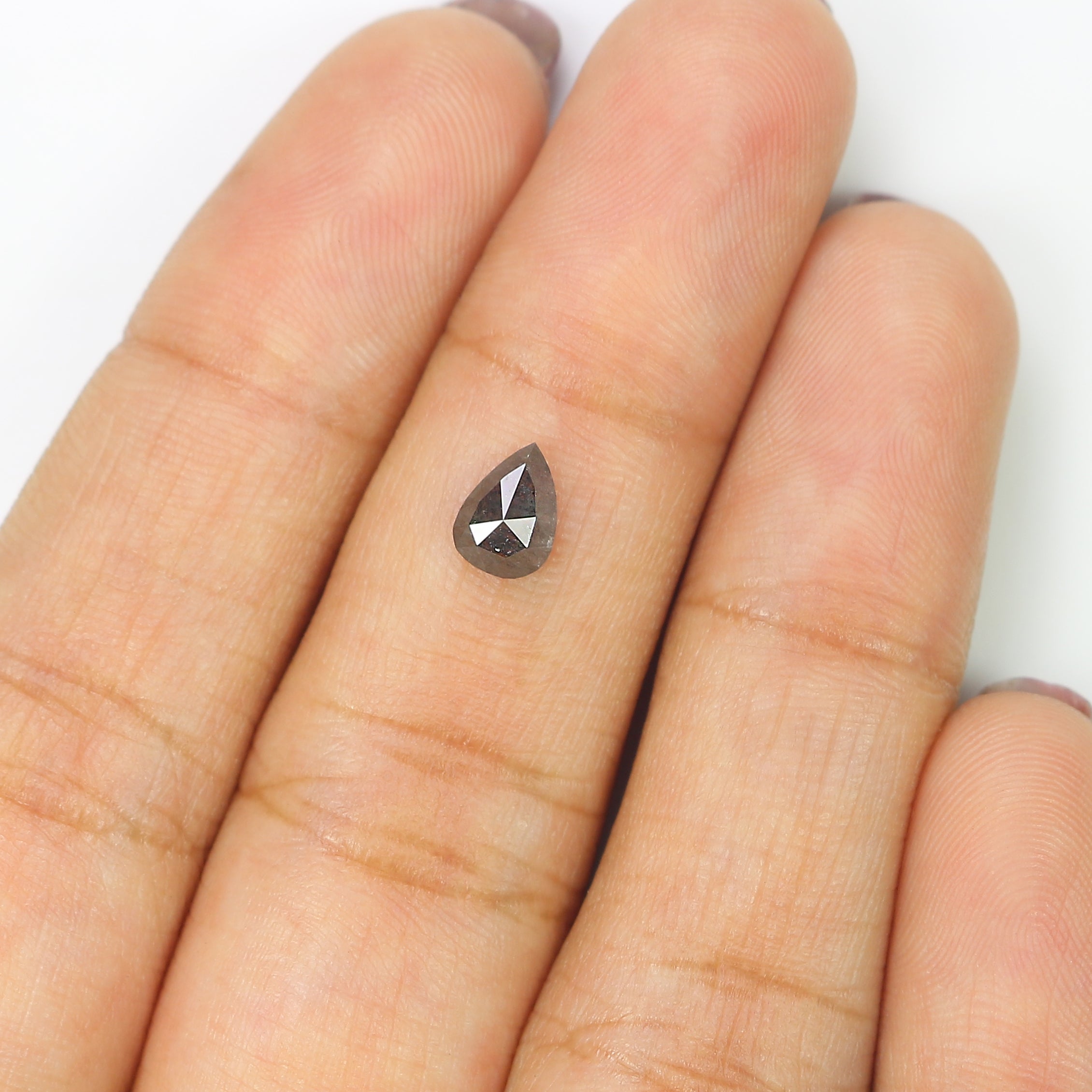 0.70 CT Natural Loose Pear Shape Diamond Salt And Pepper Pear Cut Diamond 6.40 MM Natural Black Grey Color Pear Rose Cut Diamond LQ3354