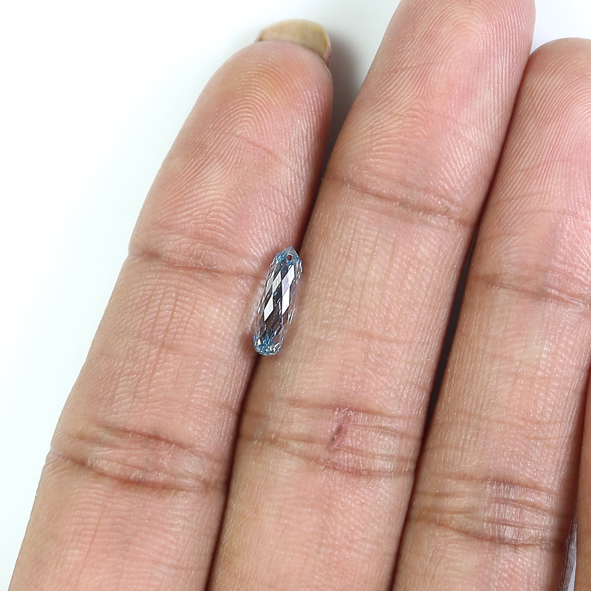 1.33 CT Lab Grown Briolette Cut Diamond Blue Color VS Clarity Diamond Lab Grown Diamond CVD Diamond Lab Created Drop Rose Cut Diamond L3302