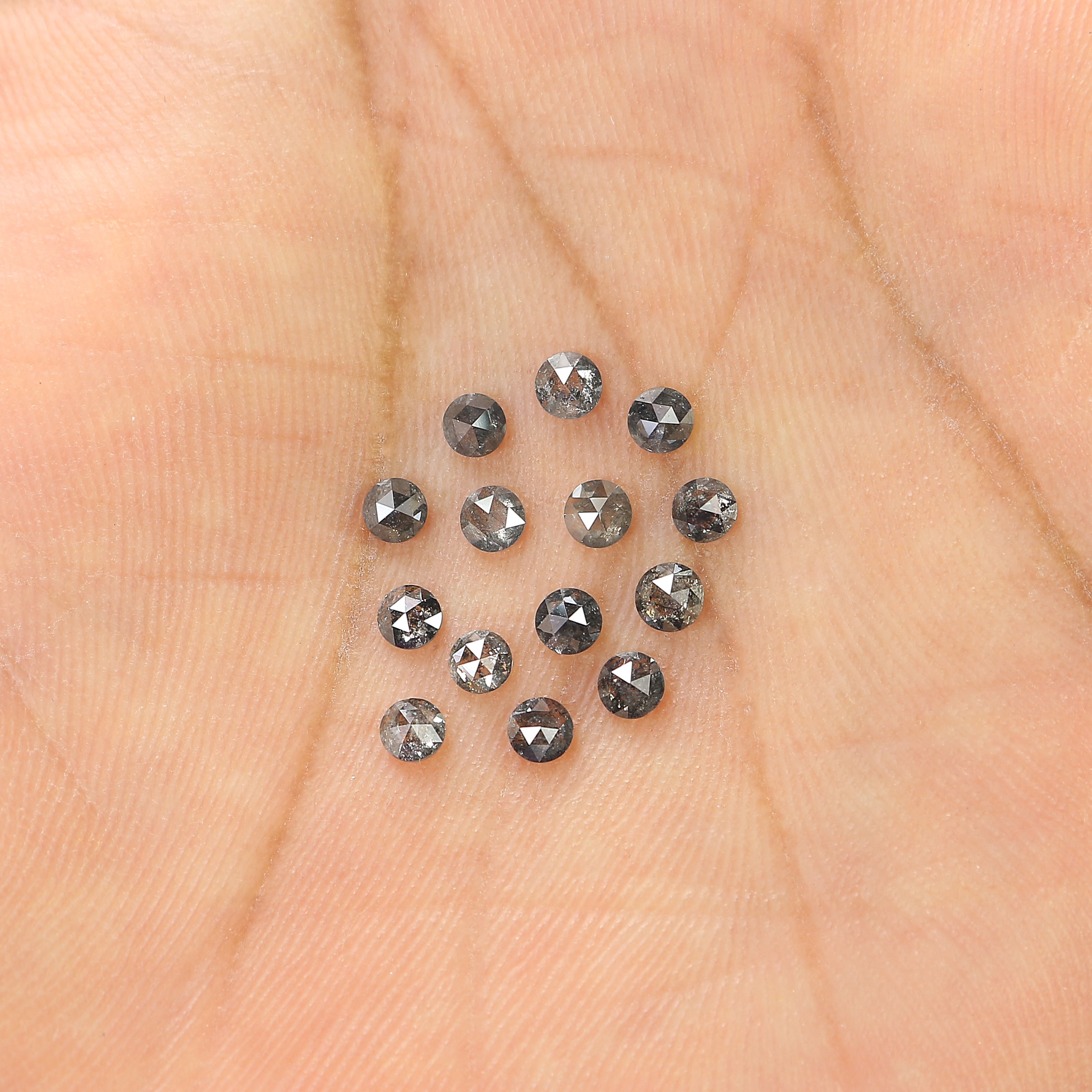 1.34 Ct Natural Loose Round Rose Cut Diamond Salt And Pepper Round Diamond 2.70 MM Natural Black Grey Color Round Rose Cut Diamond LQ1823