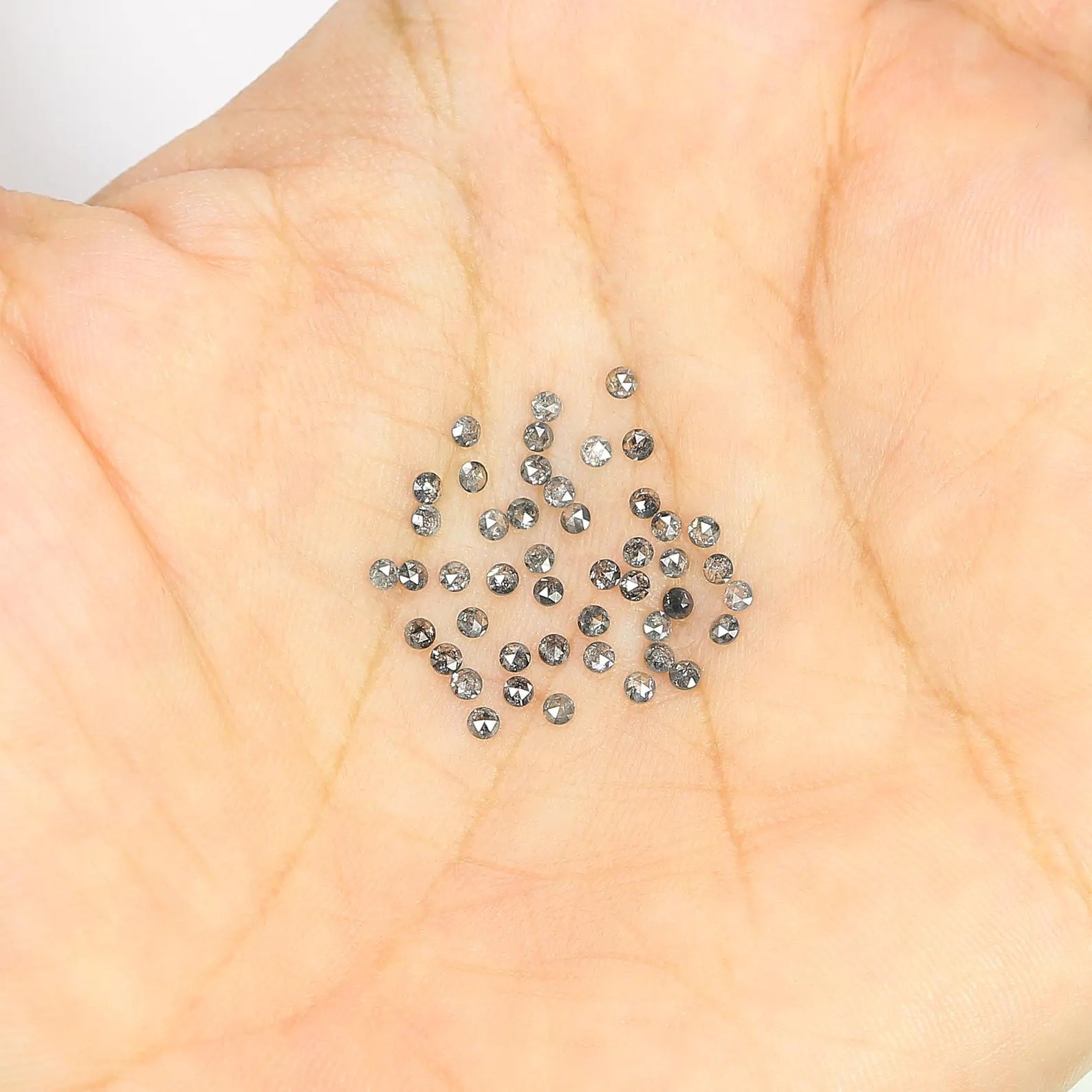 1.06 Ct Natural Loose Round Shape Diamond Salt And Pepper Round Cut Diamond 1.60 MM Natural Black Gray Color Round Rose Cut Diamond NQ1834