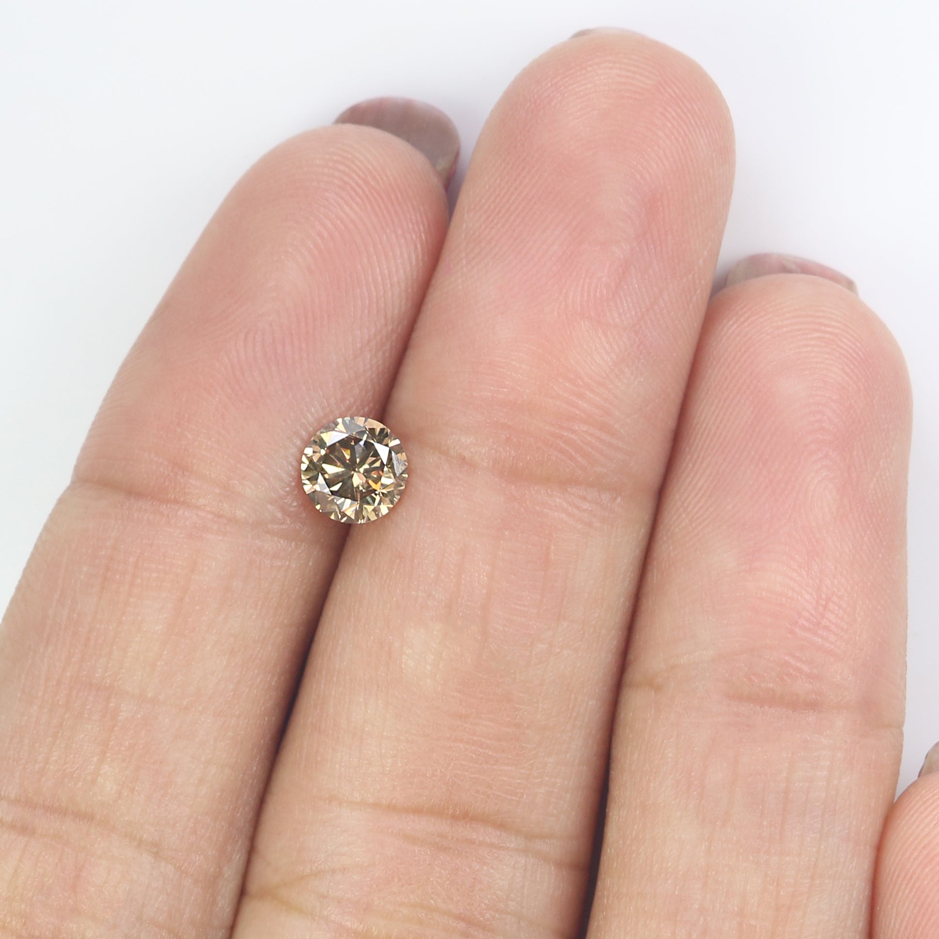 0.59 Ct Natural Loose Round Shape Diamond Brown Color Round Diamond 5.20 MM Natural Loose Brown Diamond Round Brilliant Cut Diamond LQ631