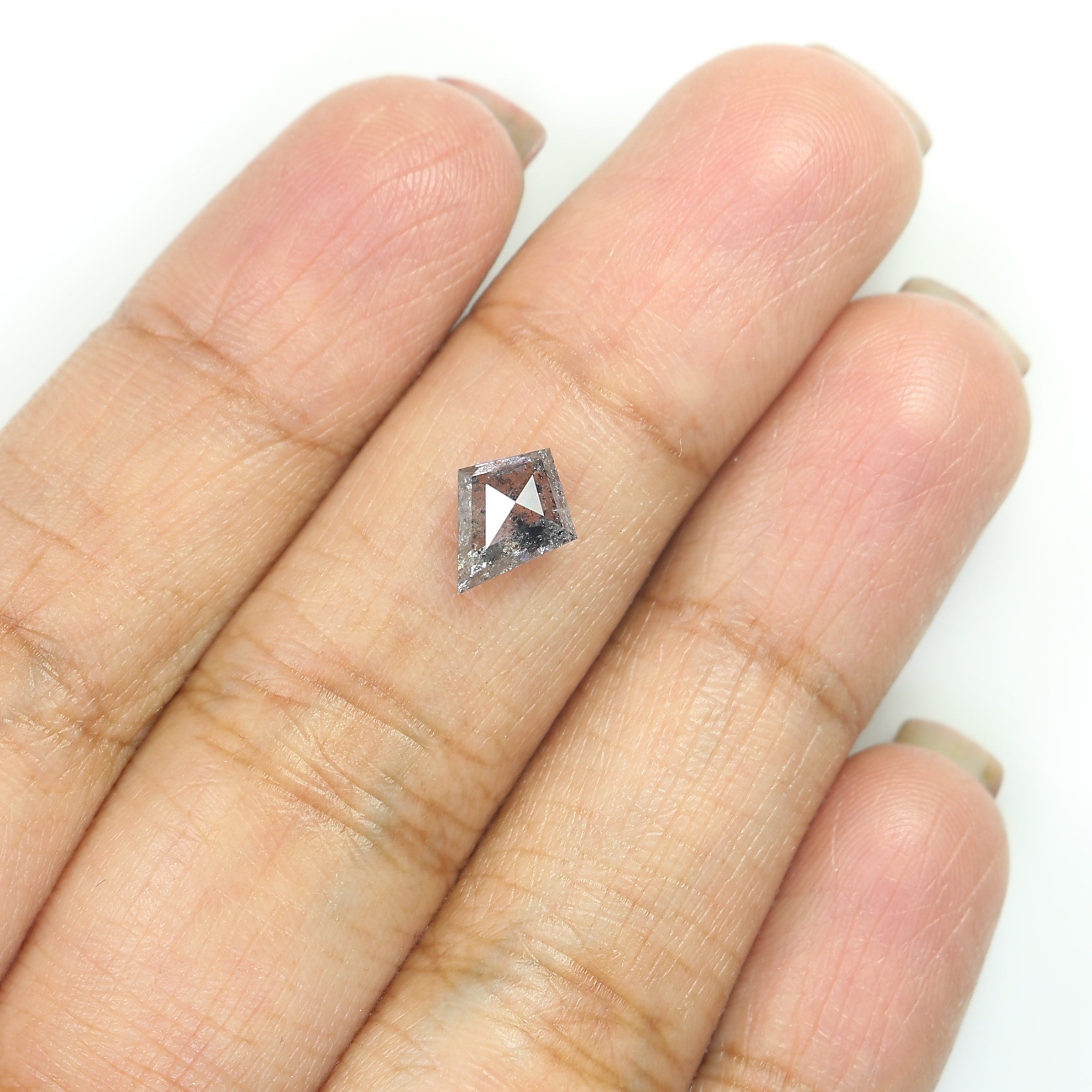 1.05 CT Natural Loose Kite Cut Diamond Salt And Pepper Diamond 8.55 MM Natural Loose Diamond Black Grey Color Kite Rose Cut Diamond LQ3325
