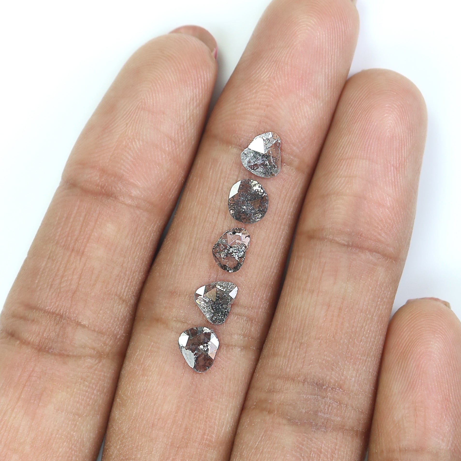 1.20 CT Natural Loose Slice Shape Diamond Salt And Pepper Slice Uncut Diamond 5.70 MM Natural Black Grey Color Slice Rose Cut Diamond N2628