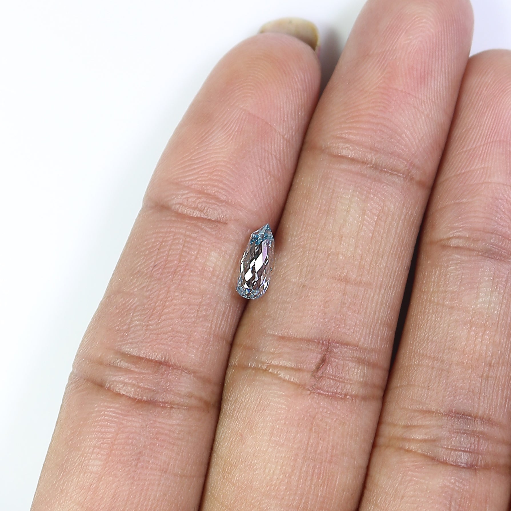 1.06 CT Lab Grown Briolette Cut Diamond Blue Color SI1 Clarity Diamond Lab Grown Diamond CVD Diamond Lab Created Drop Rose Cut Diamond L3305