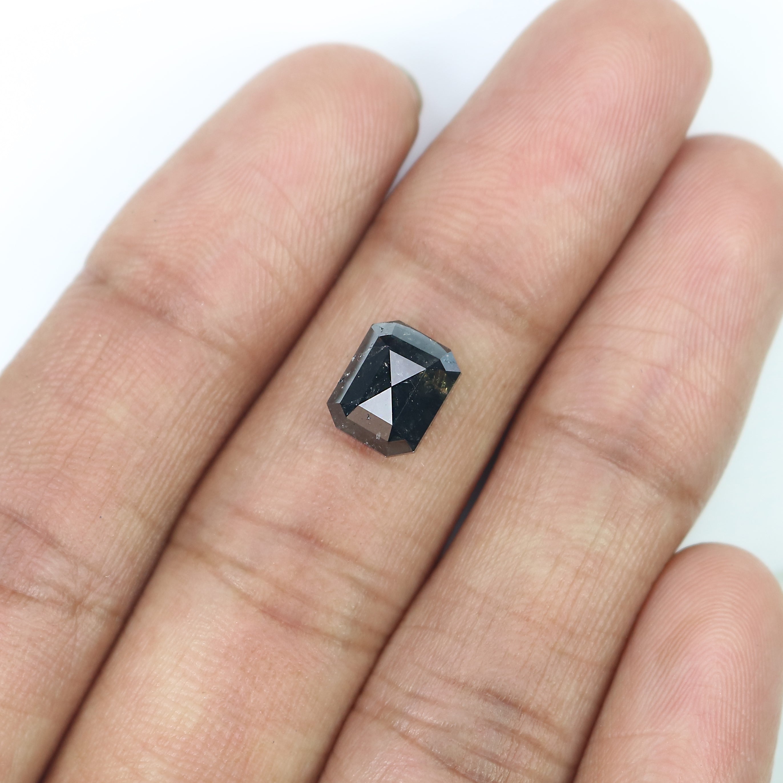 2.37 CT Natural Loose Emerald Shape Diamond Salt And Pepper Emerald Cut Diamond 6.54 MM Natural Loose Black Emerald Rose Cut Diamond QL7322