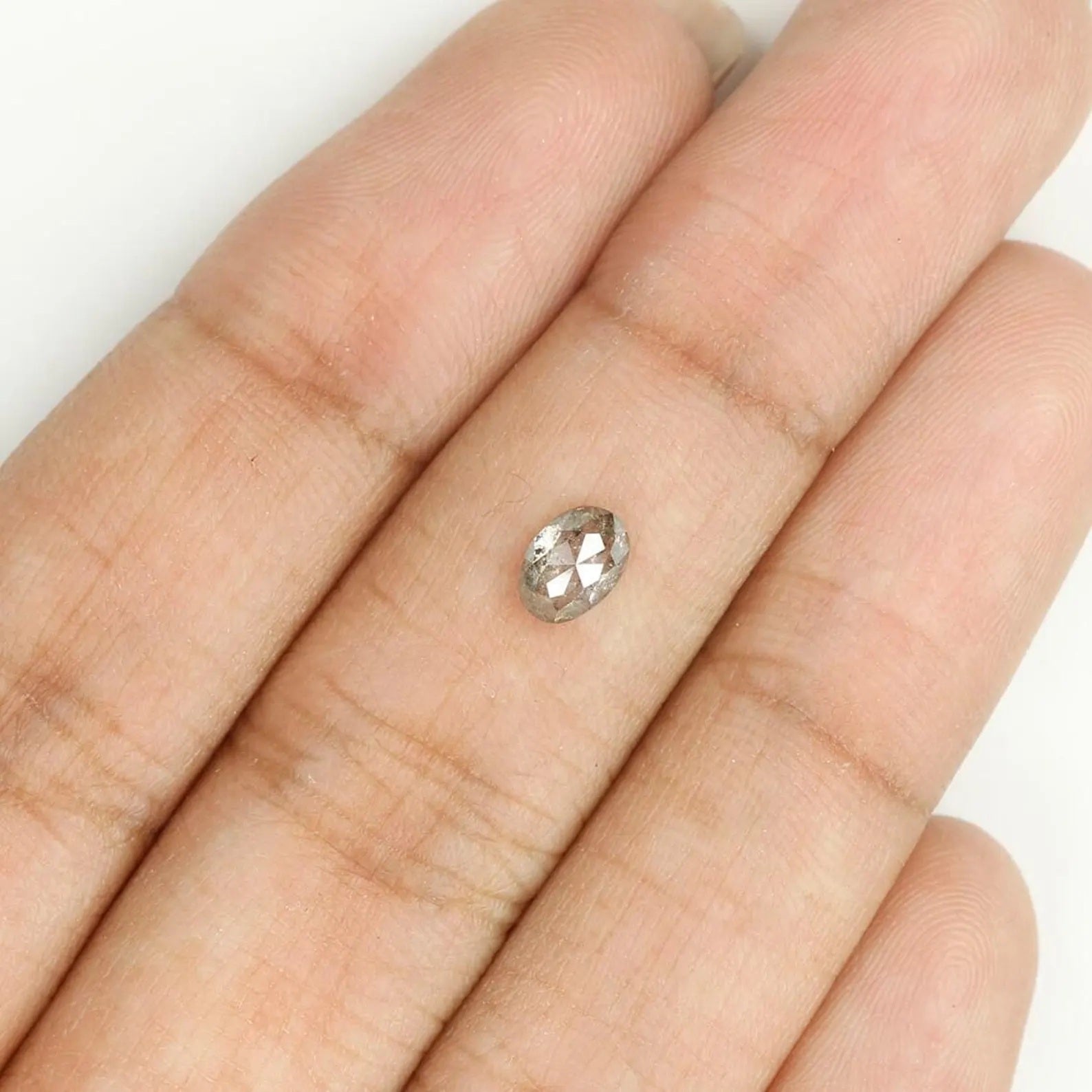 0.47 CT Natural Loose Oval Shape Diamond Salt And Pepper Oval Diamond 5.50 MM Natural Loose Black Grey Color Oval Rose Cut Diamond NQ1132