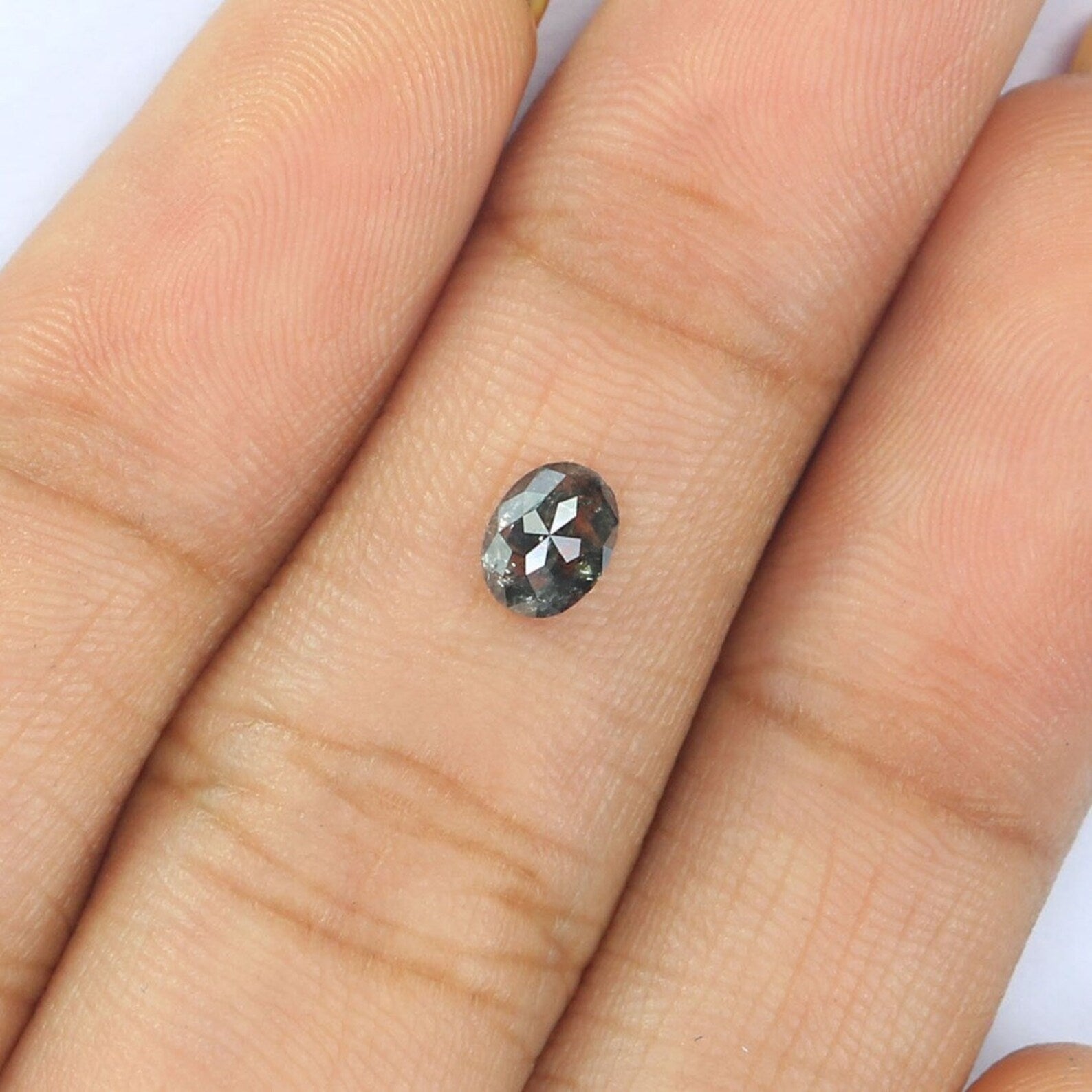 0.35 Ct Natural Loose Oval Shape Diamond Salt And Pepper Oval Diamond 5.15 MM Natural Diamond Black Grey Color Oval Rose Cut Diamond NQ2123