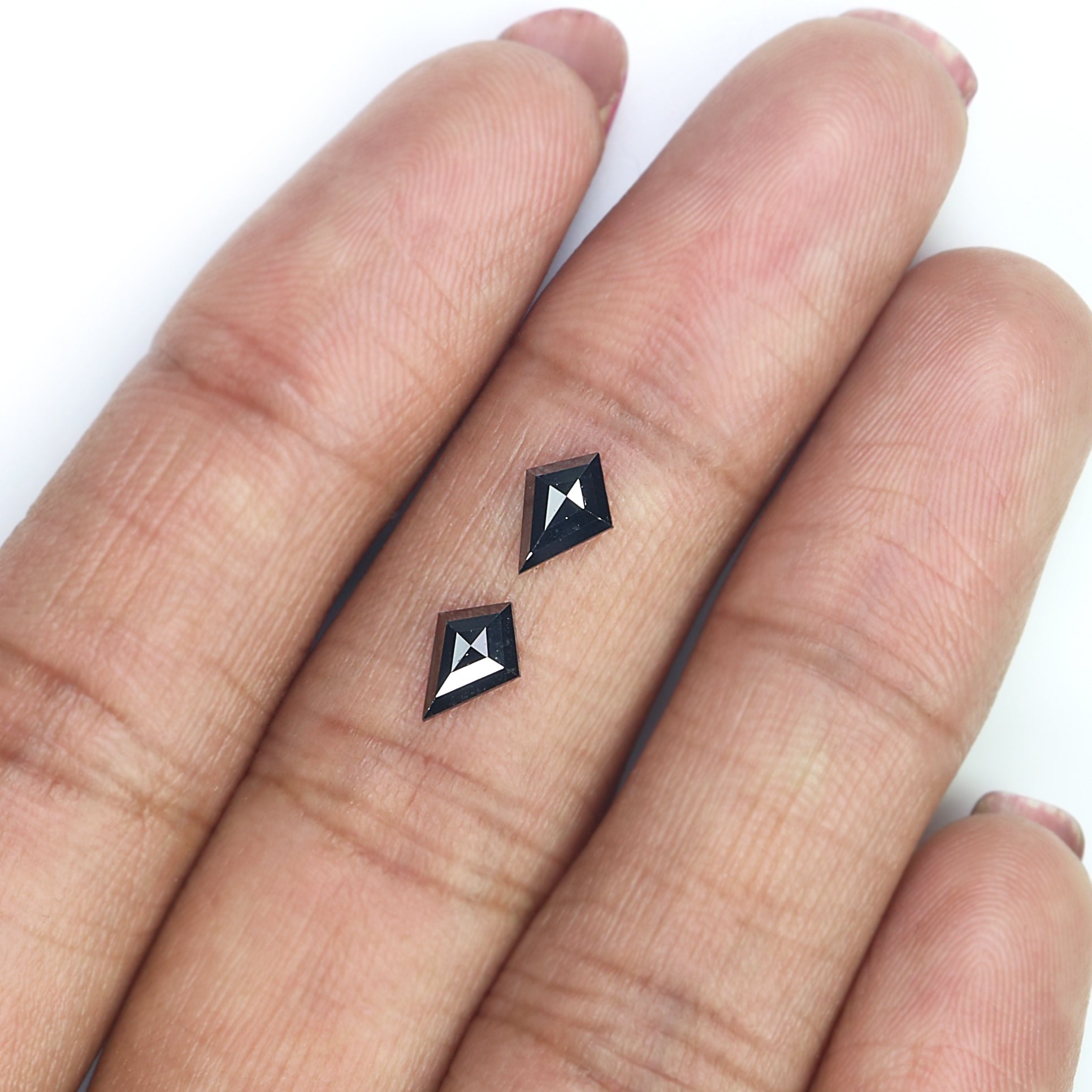 0.64 CT Natural Loose Kite Cut Pair Diamond Black Color Kite Shape Diamond 6.95 MM Natural Black Color Diamond Kite Rose Cut Diamond N2273