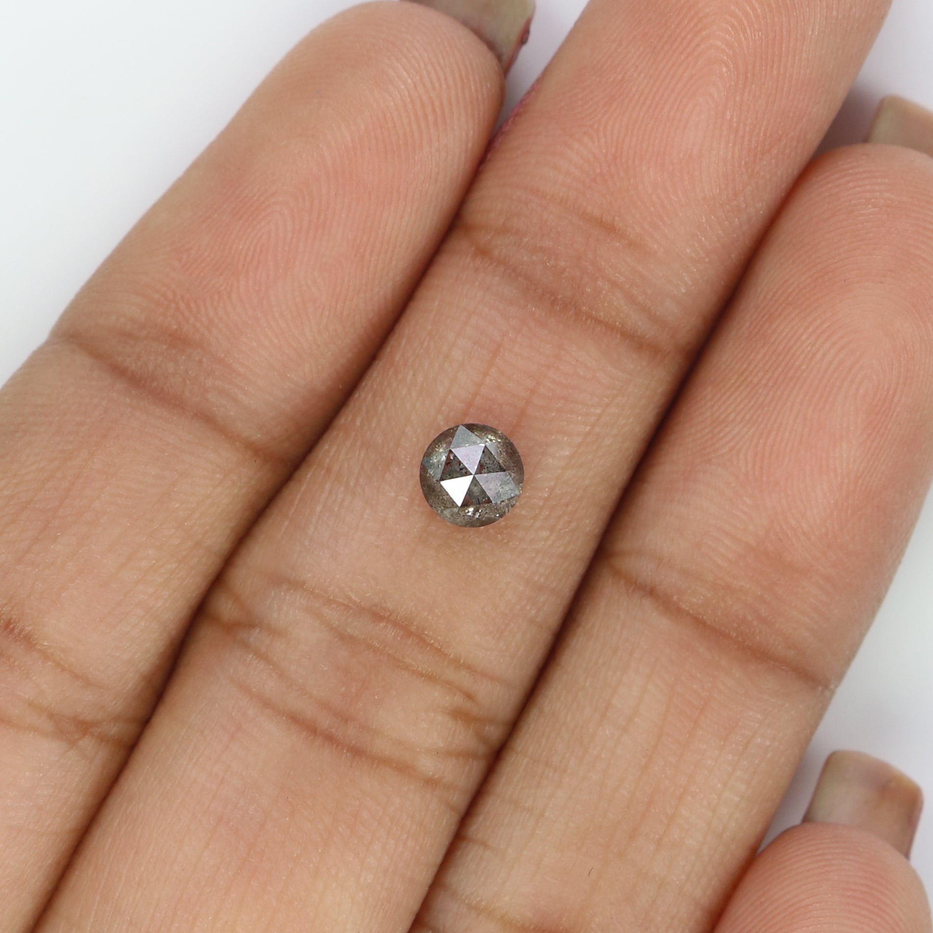 0.53 Ct Natural Loose Round Rose Cut Diamond Salt And Pepper Round Shape Diamond 4.65 MM Natural Black Grey Color Rose Cut Diamond KQ2664