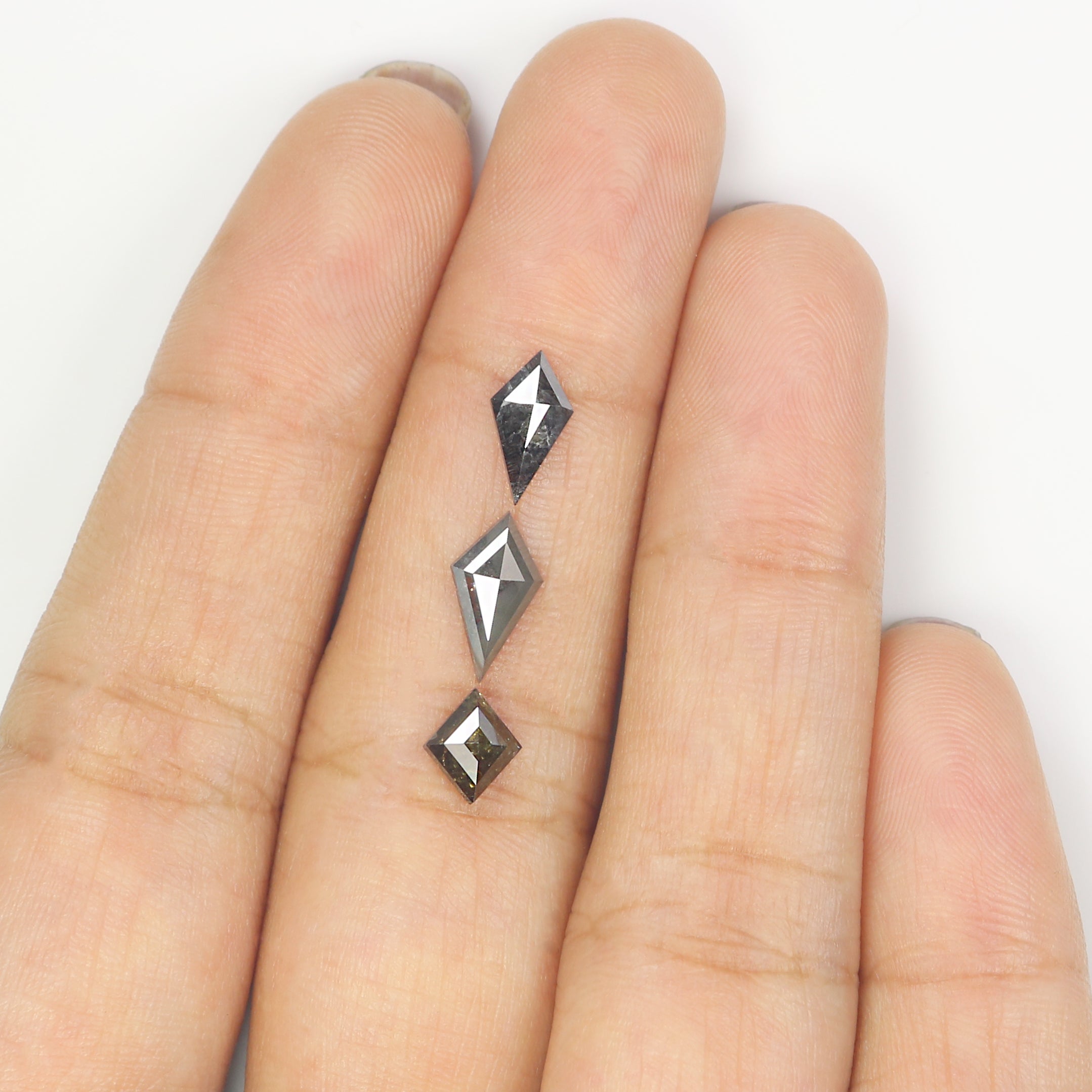 1.40 CT Natural Loose Kite Shape Diamond Salt And Pepper Kite Diamond 9.65 MM Natural Loose Black Gray Color Kite Rose Cut Diamond N2602