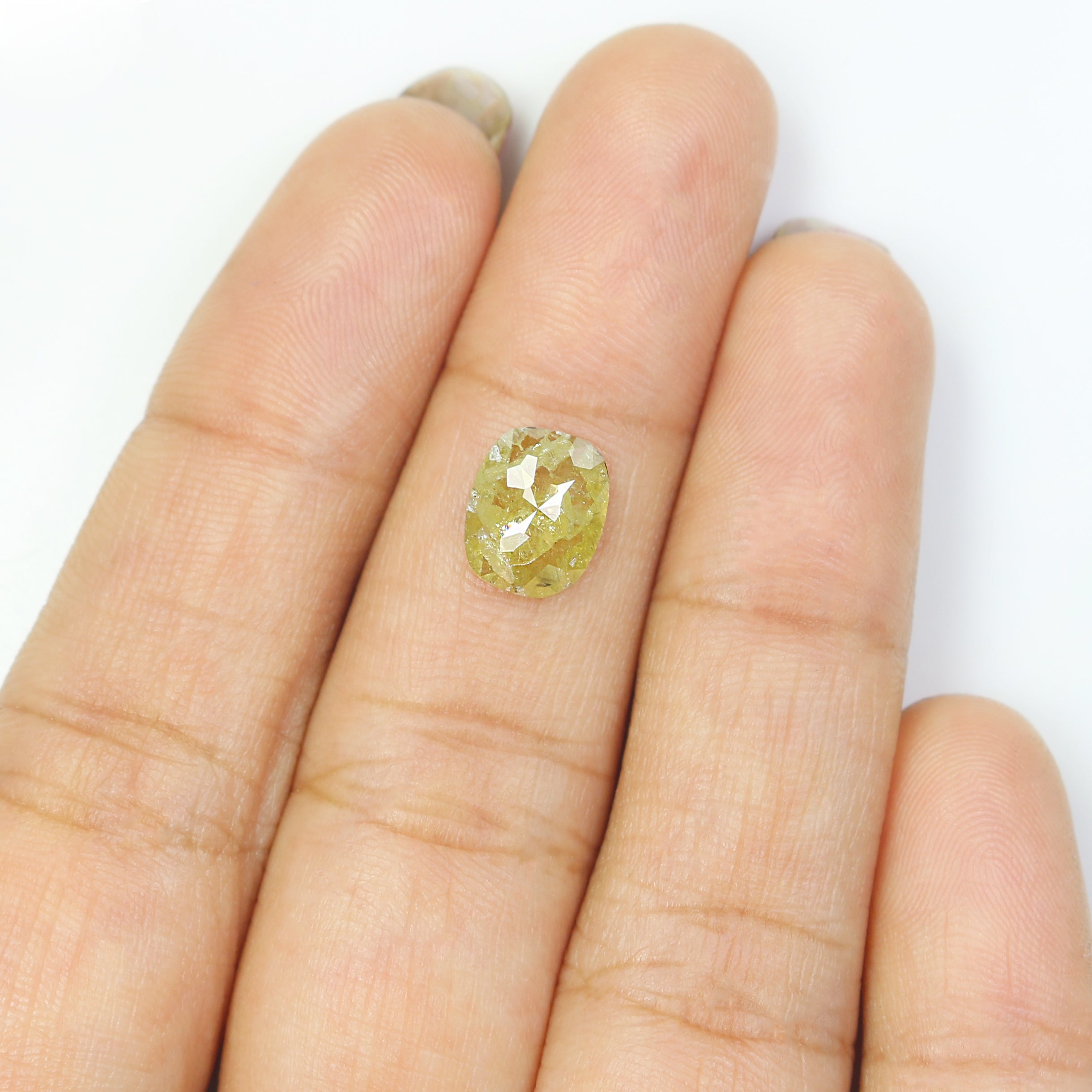 1.39 CT Natural Loose Oval Shape Diamond Yellow Color Oval Cut Diamond 8.85 MM Natural Grey Color Diamond Oval Rose Cut Diamond L3465