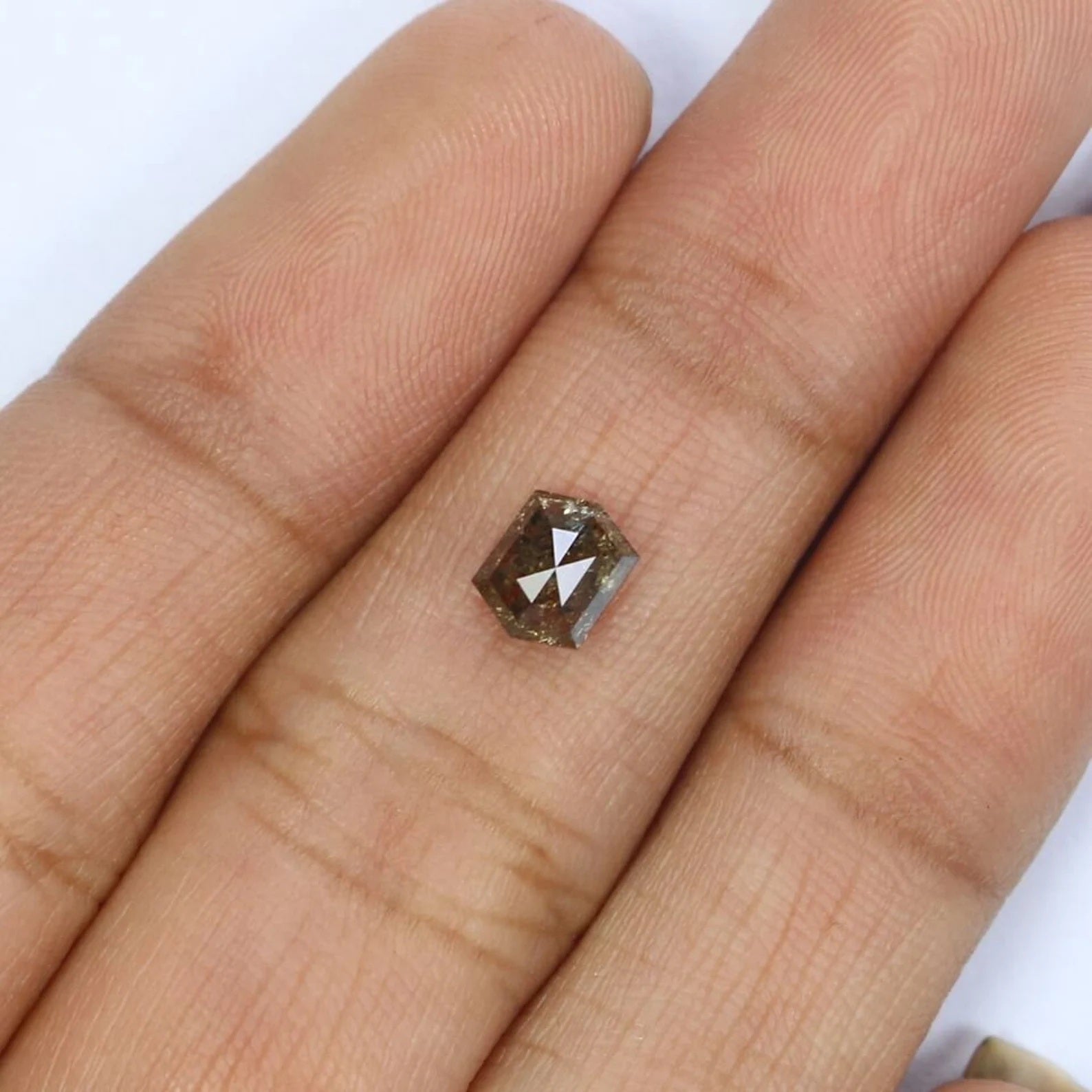 0.68 CT Natural Loose Hexagon Shape Diamond Brown Color Hexagon Diamond 5.75 MM Natural Loose Diamond Hexagon Shape Rose Cut Diamond QN2199