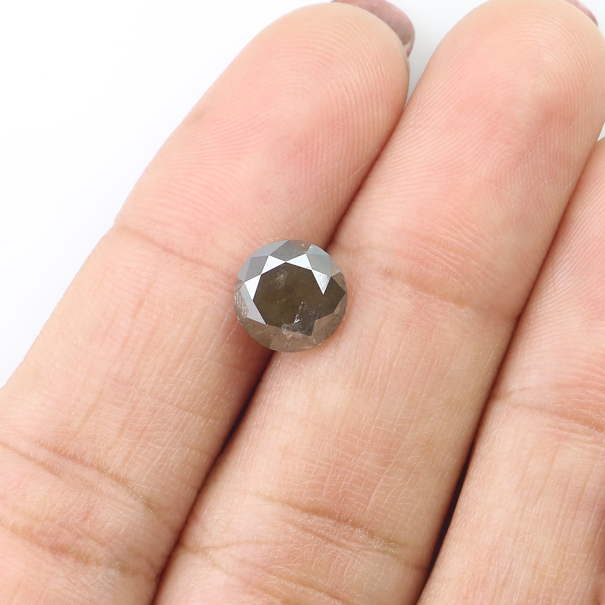 2.52 Ct Natural Loose Round Shape Diamond Grey Color Round Cut Diamond 7.80 MM Natural Loose Brown Color Round Brilliant Cut Diamond LQ7218